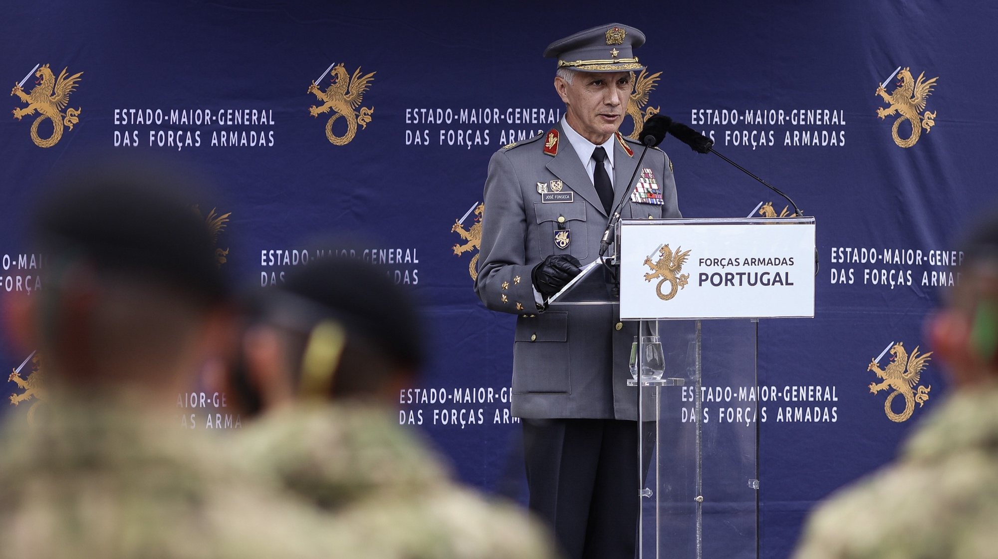 O Chefe do Estado-Maior-General das Forças Armadas, General José Nunes da Fonseca, discursa a cerimónia militar comemorativa do Dia do Estado-Maior-General das Forças Armadas (EMGFA), em Lisboa, 05 de setembro de 2023. FILIPE AMORIM/LUSA