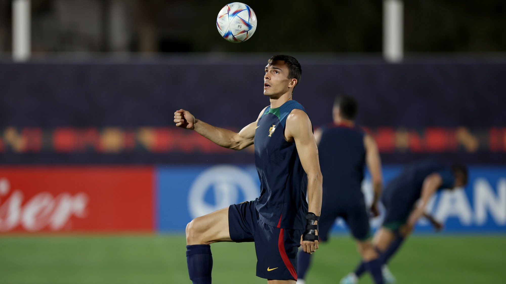 Portugal National team player Joao Palhinha during a training session in Al-Shahaniya, Qatar, 01 December 2022. The FIFA World Cup 2022 takes place in Qatar from 20 November until 18 December 2022. JOSE SENA GOULAO/LUSA