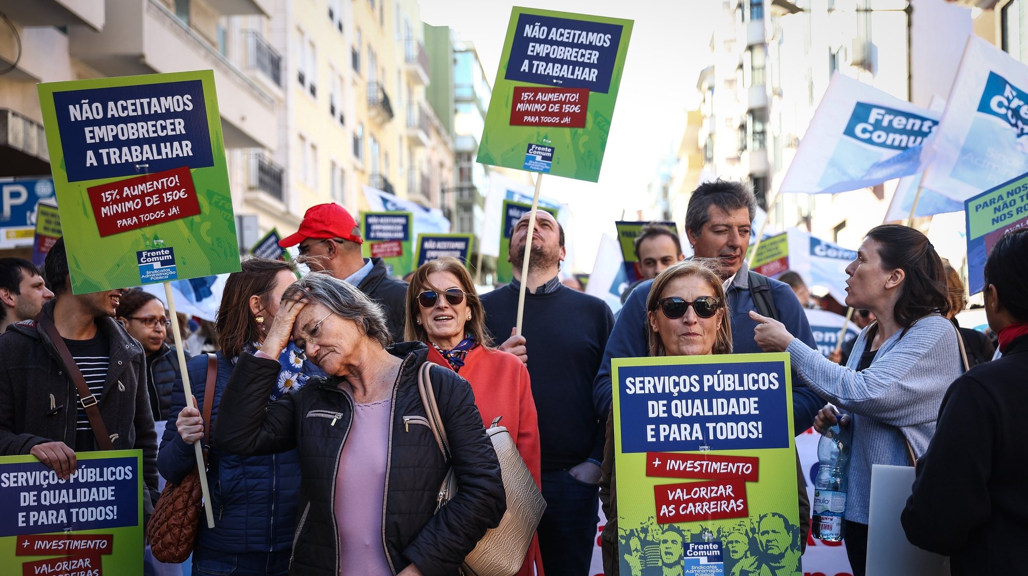 Concentração de dirigentes, delegados e ativistas sindicais organizada pela Frente Comum, contra o Orçamento do Estado para 2024, em Lisboa, 21 de novembro de 2023. RODRIGO ANTUNES/LUSA