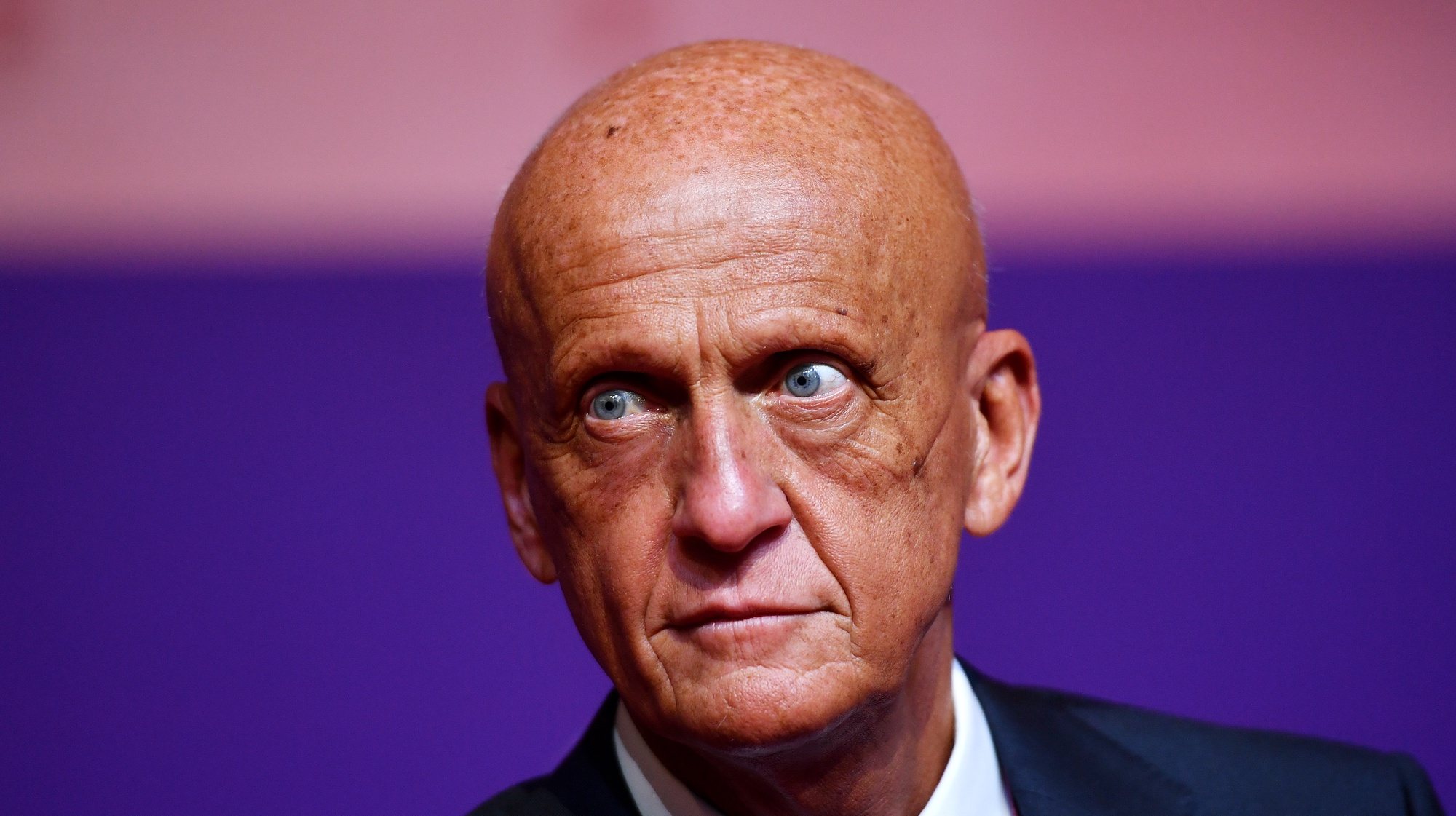 epa09863922 Former Italian referee and chairman of the FIFA referees committee Pierluigi Collina arrives for the main draw for the FIFA World Cup 2022 in Doha, Qatar, 01 April 2022.  EPA/NOUSHAD THEKKAYIL