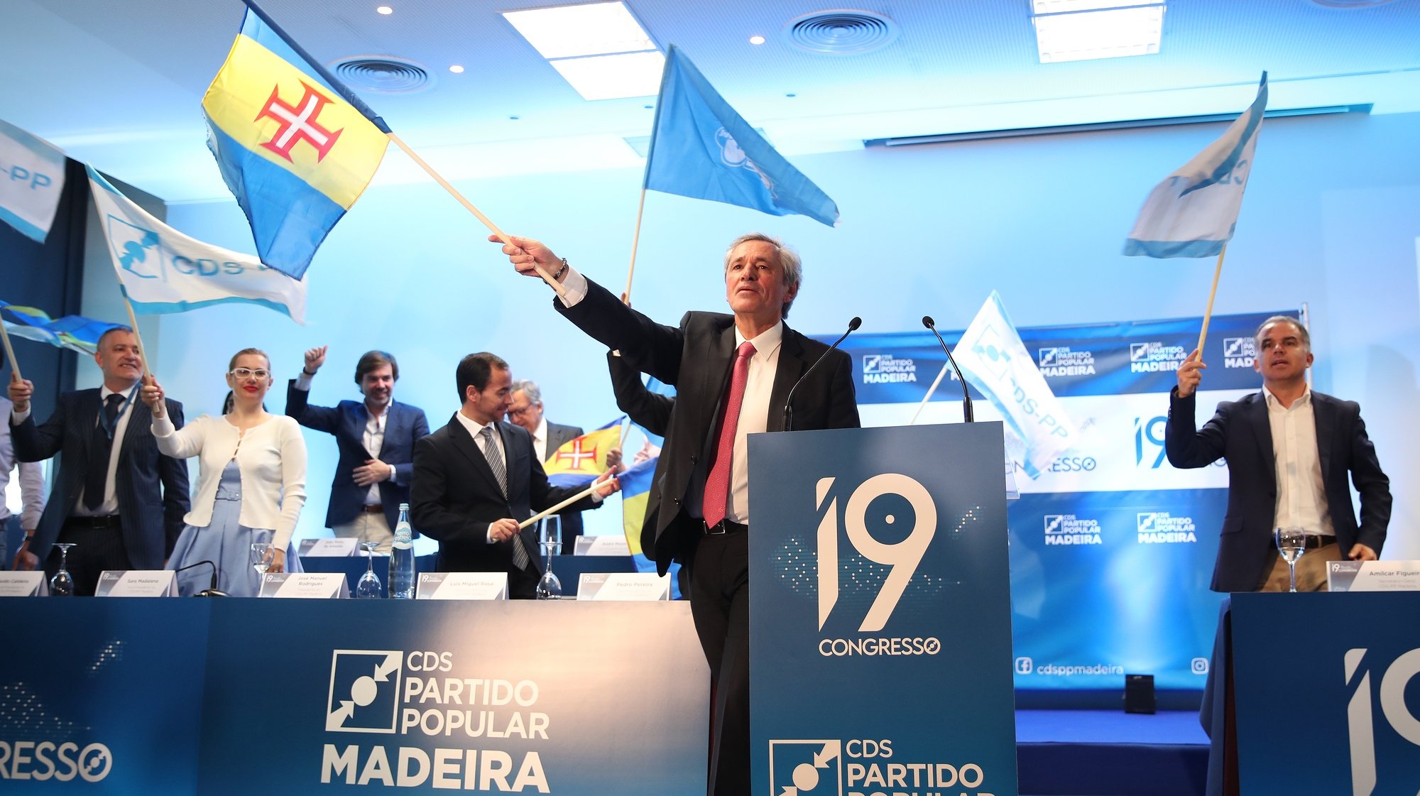 José Manuel Rodrigues, presidente do CDS-PP Madeira, esta tarde durante o encerramento do XIX Congresso do CDS-PP Madeira, no Funchal, 14 de abril de 2024, HOMEM DE GOUVEIA/LUSA