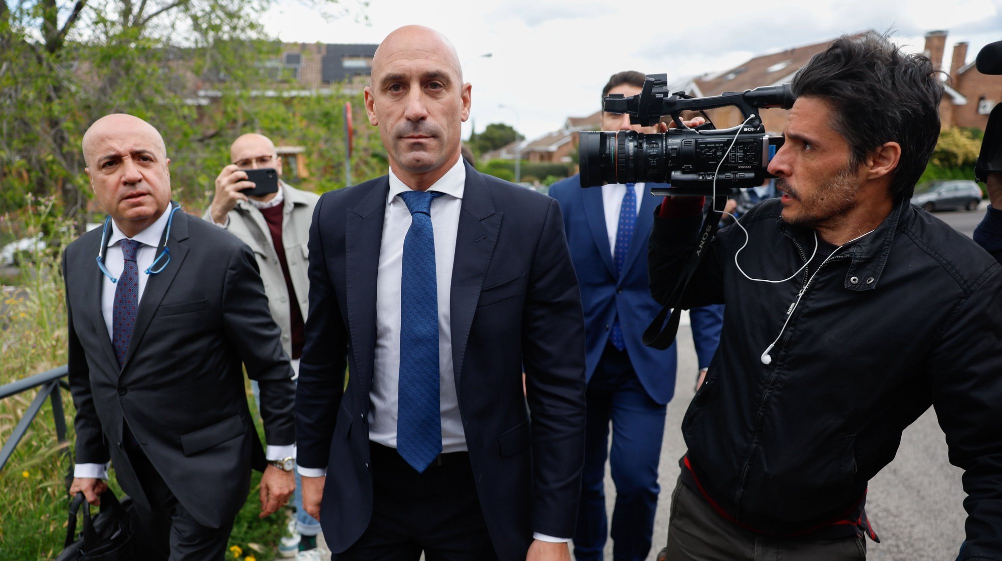epa11308479 Former Spanish soccer federation president Luis Rubiales (C) leaves the court after testifying in the inquiry about some fraud charges in Majadahonda, Madrid, Spain, 29 April 2024. Rubiales testified before a judge that investigates the contract signed by the federation with Saudi Arabia to play the Spanish Super Cup tournament in the country and other suspected agreements reached between 2018 and 2023 when he was heading the federation. The Spanish Super Cup takes place in Saudi Arabia since 2020.  EPA/Mariscal