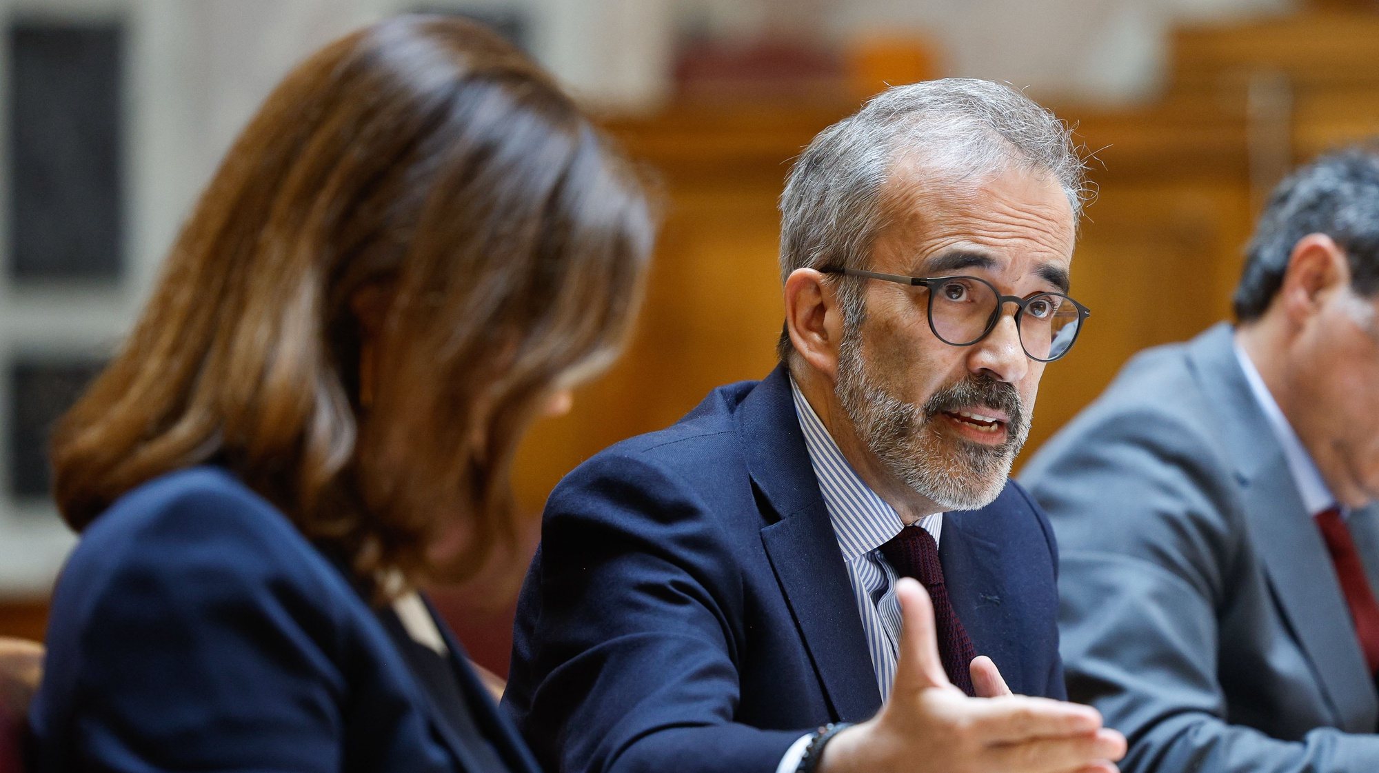 O ministro dos Negócios Estrangeiros, Paulo Rangel, intervém durante a sua audição na Comissão de Assuntos Europeus, na Assembleia da República, em Lisboa, 08 de maio de 2024. ANTÓNIO PEDRO SANTOS/LUSA