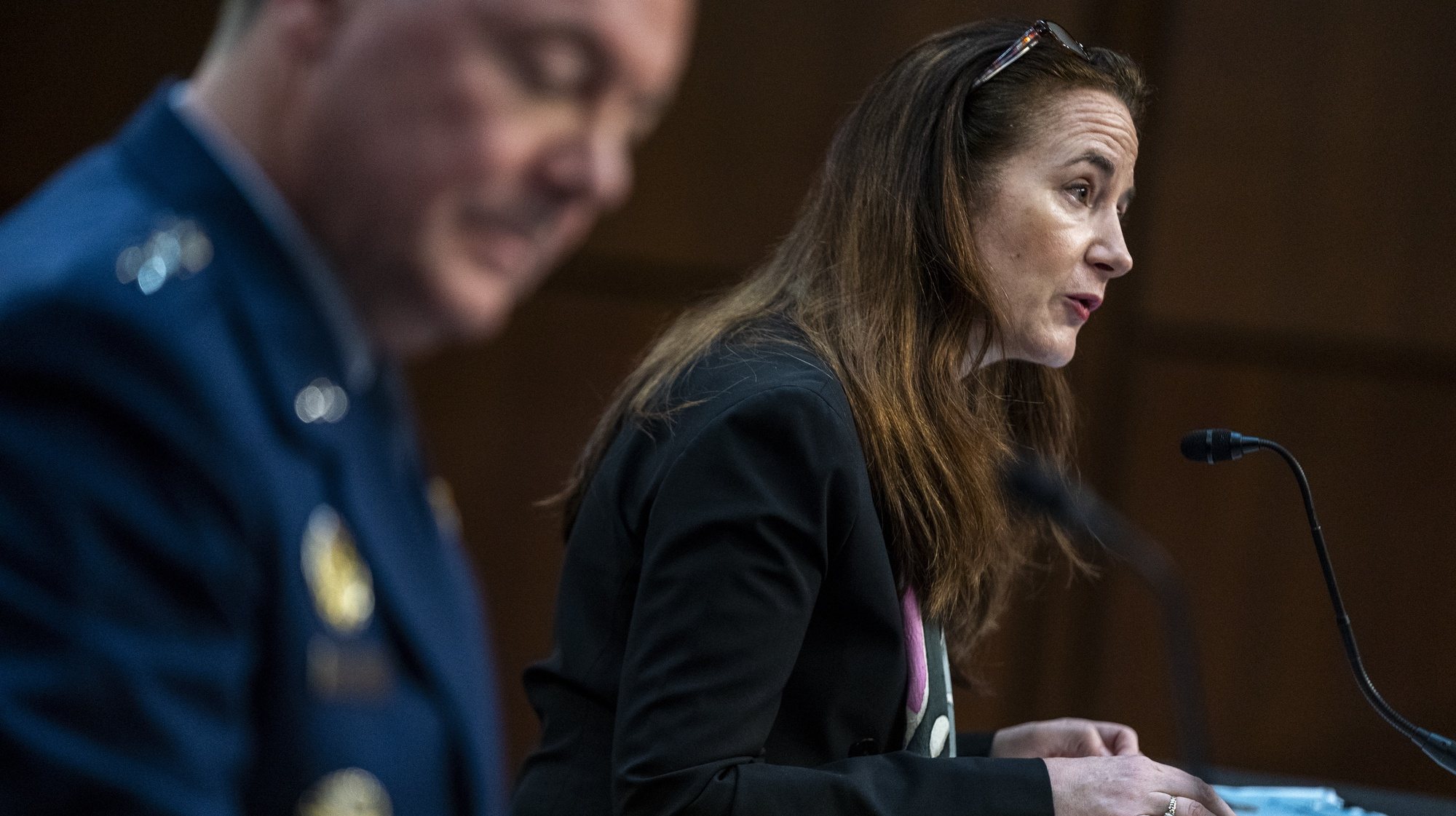 epa11314616 Director of National Intelligence Avril Haines testifies during the Senate Armed Services Committee hearing on worldwide threats on Capitol Hill in Washington, DC, USA, 02 May 2024. Director Haines said Russia&#039;s war on Ukraine is &#039;unlikely to end soon&#039;.  EPA/SHAWN THEW