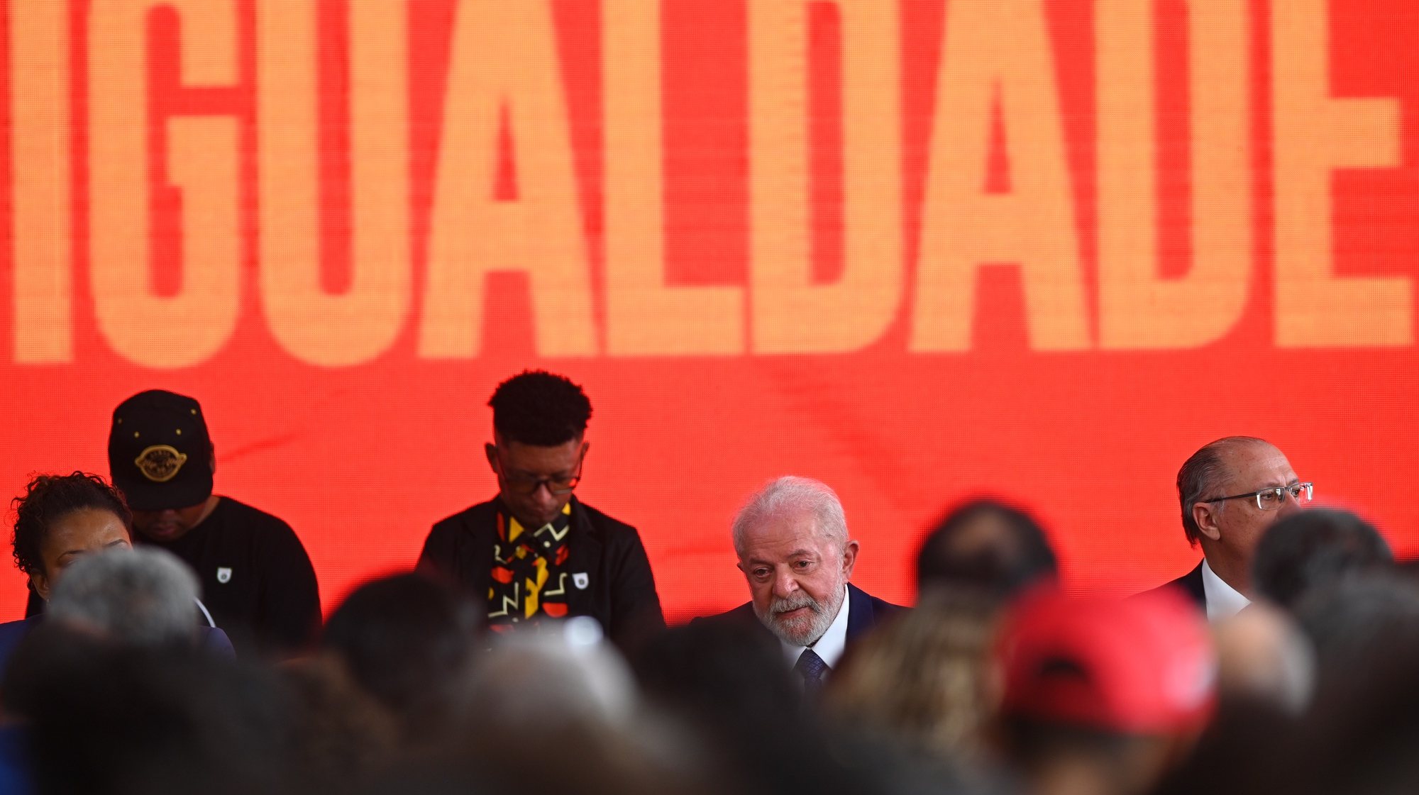 epa10986317 President of Brazil Luiz Inacio Lula da Silva (C) participates in the &#039;Brazil for Racial Equality&#039; event, which celebrates Black Consciousness Day at the Planalto Palace in Brasilia, Brazil, 20 November 2023. The Brazilian president headed the celebrations of National Black Consciousness Day, delivering an anti-racist message that acknowledged the &quot;extraordinary value&quot; of Africa&#039;s heritage cherished by the country&#039;s society. Lula announced a series of measures to strengthen the fight against racism in all aspects of social life, describing these steps as the &quot;repayment of a historical debt created by the white supremacy in Brazil&quot;.
.  EPA/ANDRE BORGES