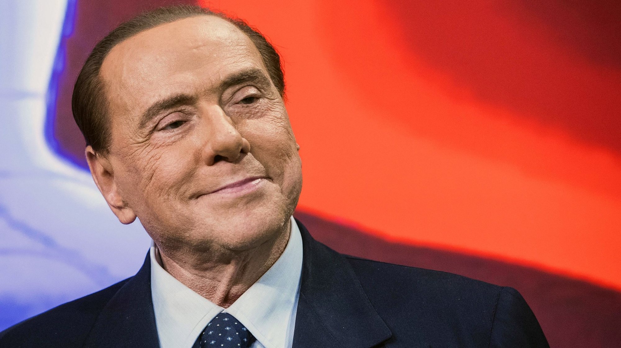 epa09093317 (FILE) - Italian former prime minister and leader of &#039;Forza Italia&#039; party Silvio Berlusconi during the recording of LA7 program &#039;Bersaglio Mobile&#039; hosted by journalist Enrico Mentana, in Rome, Italy, 02 March 2018 (reissued 24 March 2021). Forza Italia party leader Silvio Berlusconi has been admitted to a Milan hospital since 22 March 2021 with &#039;health problems&#039;, his lawyer said on 24 March 2021.  EPA/ANGELO CARCONI