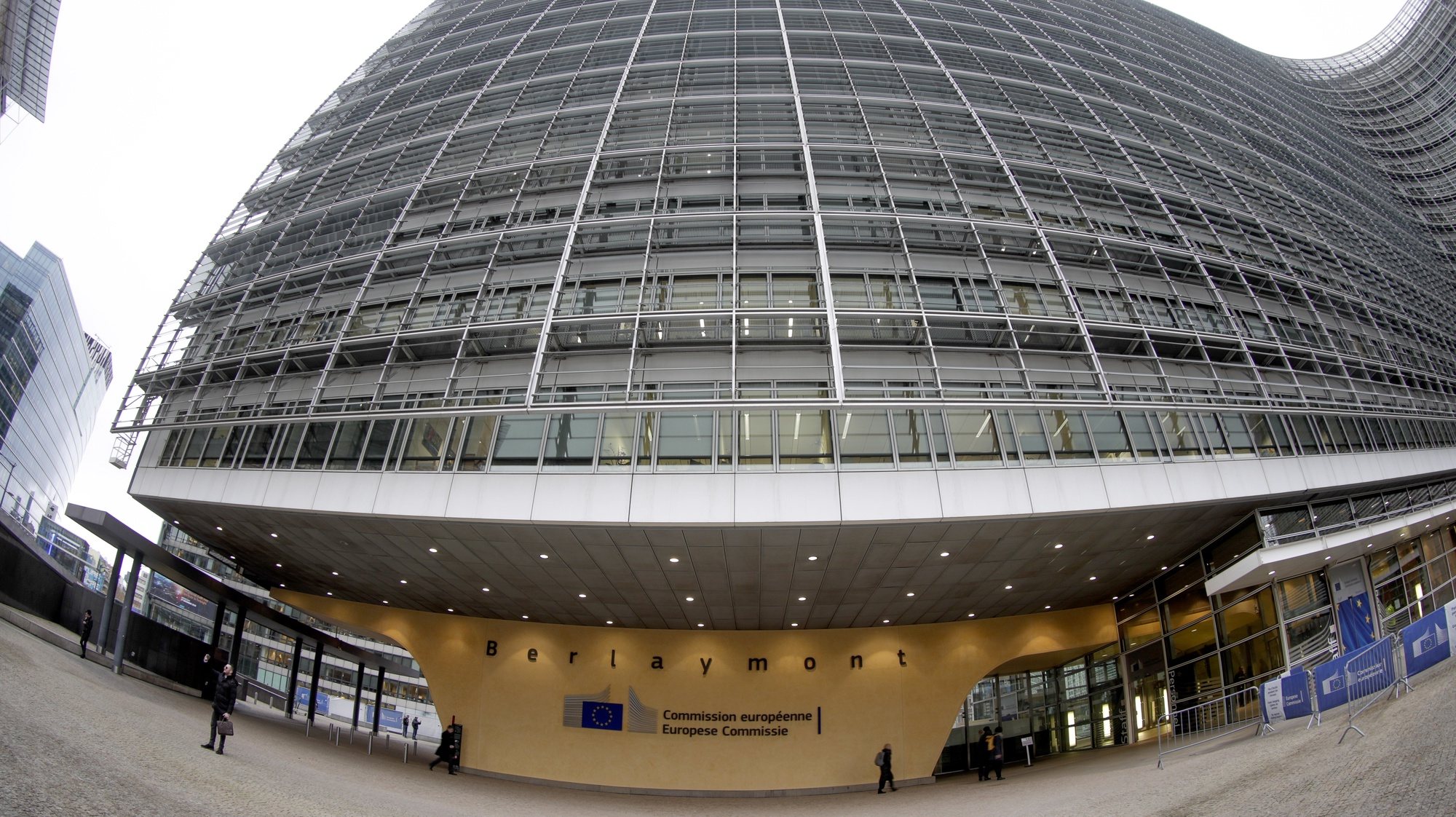 epa08026182 A photo taken with a fisheye lens shows the European Commission headquarters in Brussels, Belgium, 26 November 2019. President-Elect of the European Commission Ursula von der Leyen on 27 November 2019 will present her team of Commissioners-designate and the new Commission&#039;s programme to the European Parliament in Strasbourg, France. Members of the European Parliament (MEPs) will then discuss and decide (by simple majority) whether to elect the College of Commissioners or not.  EPA/OLIVIER HOSLET