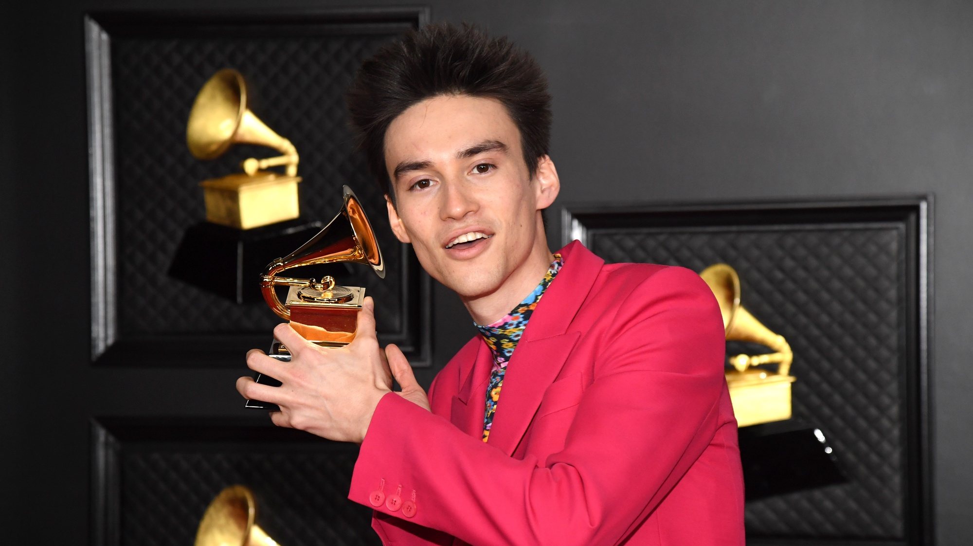 epa09075407 A handout photo made available by The Recording Academy shows Jacob Collier, winner of the Best Arrangement, Instruments and Vocals award for &#039;He Won&#039;t Hold You,&#039; posing in the press room during the 63rd Annual Grammy Awards ceremony at the Los Angeles Convention Center, in Los Angeles, California, USA, 14 March 2021.  EPA/KEVIN MAZUR / HANDOUT ATTENTION EDITORS: IMAGE TO BE USED ONLY IN RELATION TO THE STATED EVENT / HANDOUT EDITORIAL USE ONLY/NO SALES/NO ARCHIVES