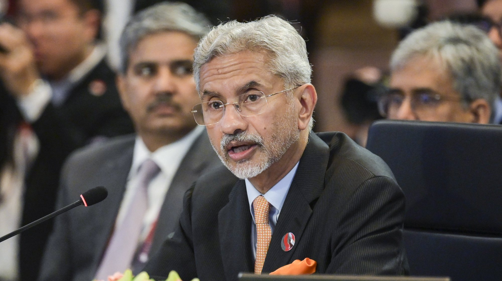 epa10742816 India&#039;s Foreign Minister Subrahmanyam Jaishankar speaks during the ASEAN Post Ministerial Conference with India at the Association of Southeast Asian Nations (ASEAN) Foreign Ministers’ Meeting in Jakarta, Indonesia, 13 July 2023. Indonesia is hosting the 56th ASEAN foreign ministers’ meeting and related meetings from 08 to 14 July.  EPA/BAY ISMOYO / POOL