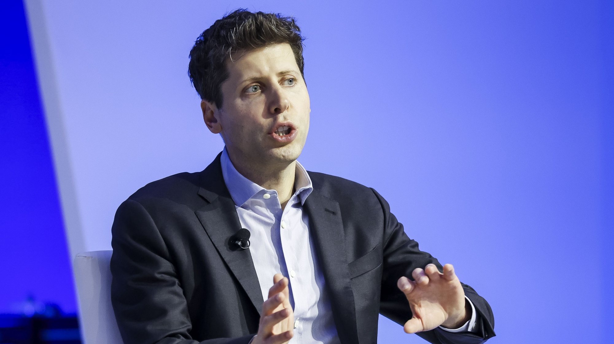 epa10979799 Sam Altman, the CEO, of OpenAI speaks during an event at the APEC CEO Summit during the annual Asia-Pacific Economic Cooperation conference at the Moscone West Convention Center in San Francisco, California, USA, 16 November 2023.  EPA/JOHN G. MABANGLO