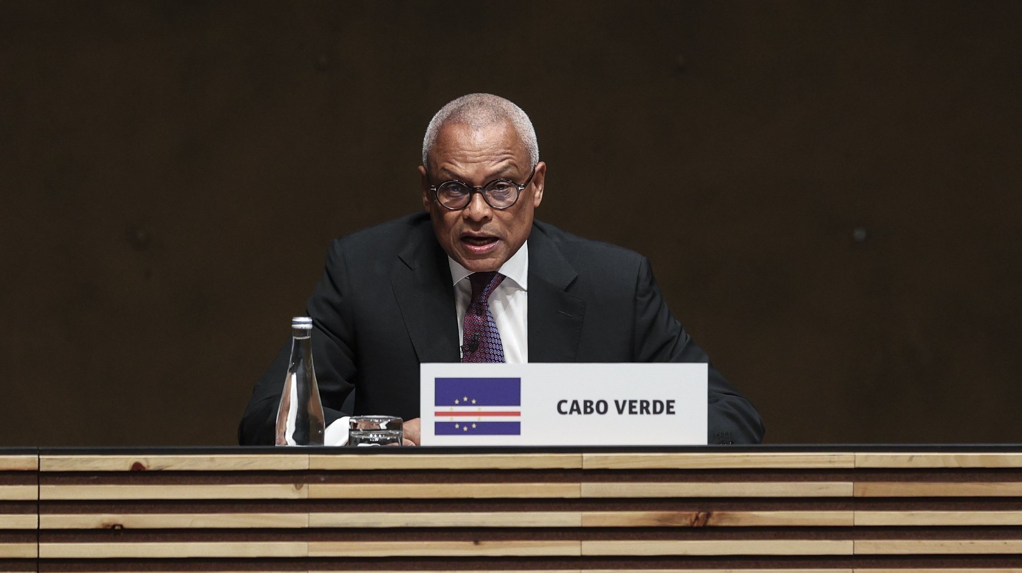 O Presidente da República de Cabo Verde, José Maria Neves, intervém na sessão comemorativa do 50º aniversário do 25 de abril de 1974, com os Chefes de Estado irmãos, cuja independência esteve ligada do 25 de abril em Lisboa, 25 de abril de 2024. MIGUEL A. LOPES/LUSA