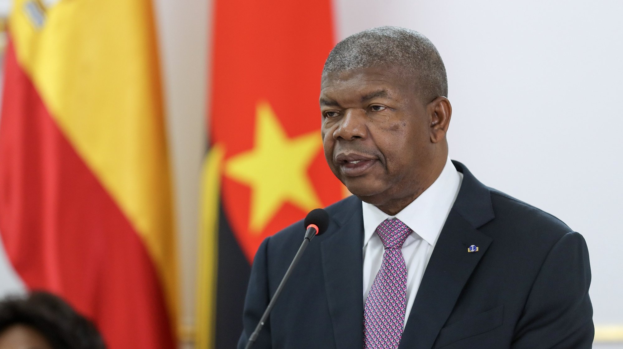 Angolan President, Joao Lourenco, delivers a speech after a meeting with the King of Spain, Felipe VI (unseen), at the Presidential Palace, Angola, Luanda, 7th February 2023. The Kings of Spain are on a three day official visit to Angola. AMPE ROGÉRIO/LUSA