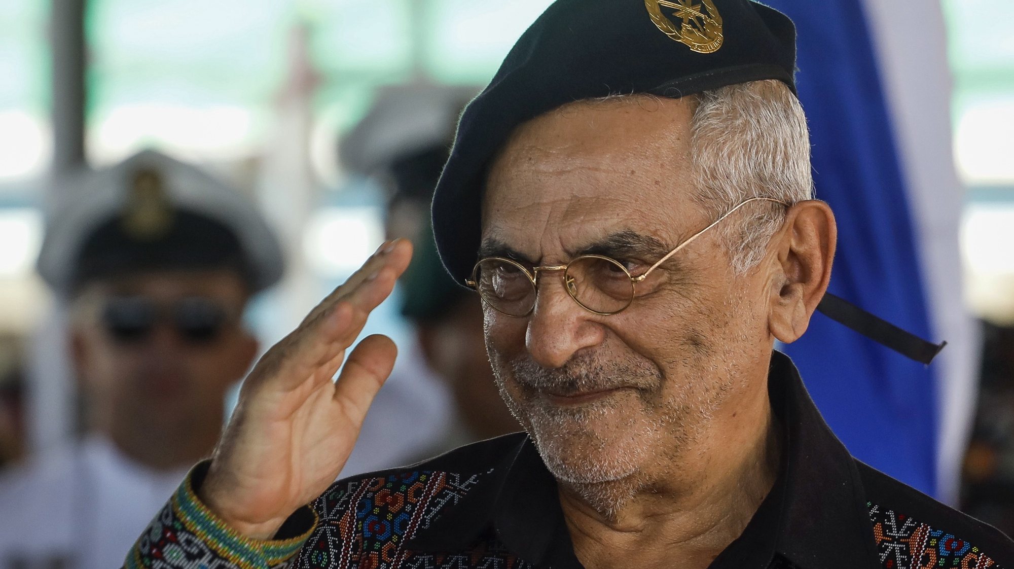 epa10401289 East Timor&#039;s President Jose Ramos Horta salutes during a ceremony to mark the 21st anniversary of Timor Leste’s Defence Force (F-FDTL) Naval component in Hera, East Timor, also known as Timor Leste, 12 January 2023.  EPA/ANTONIO DASIPARU