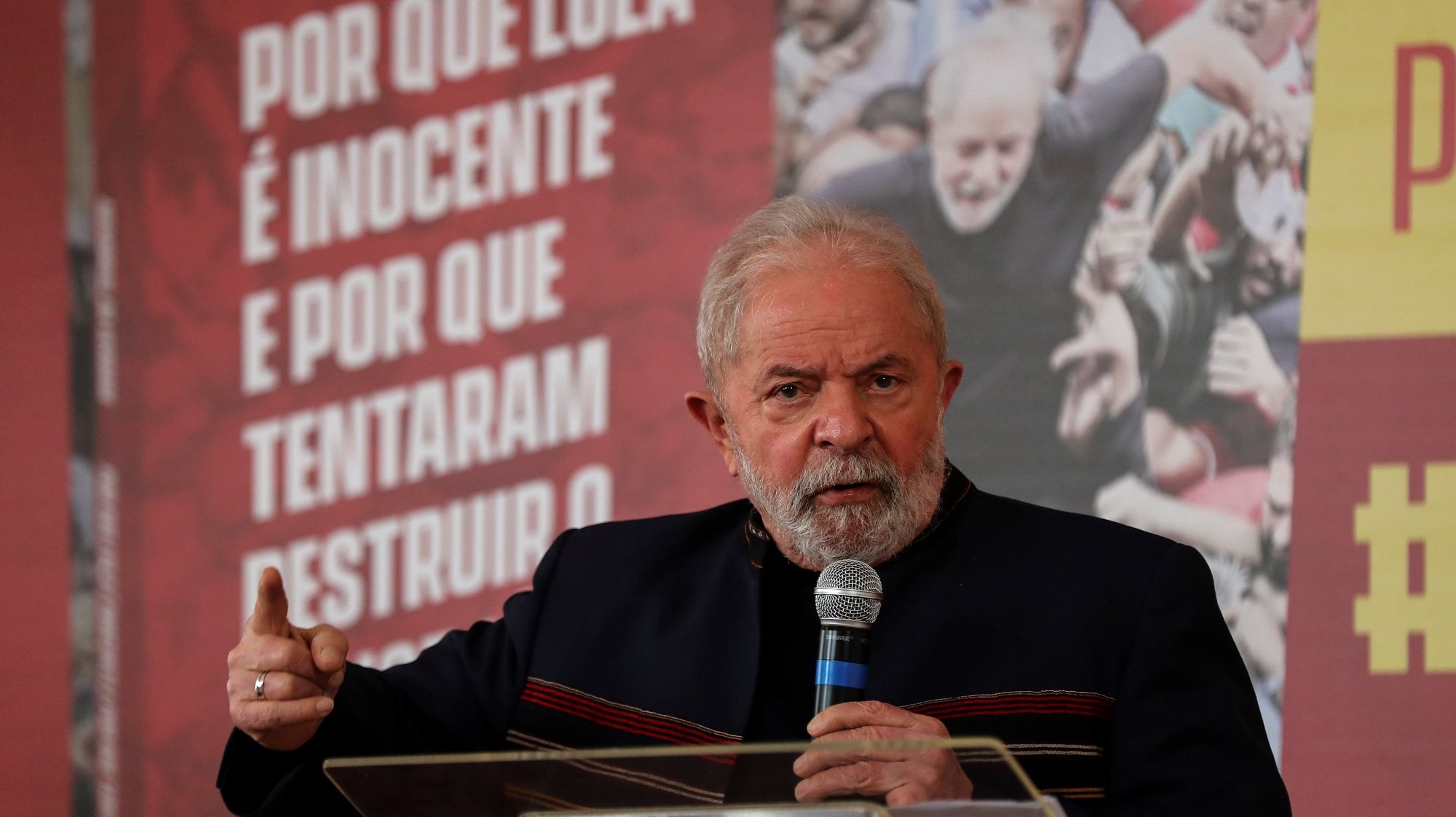 epa09411302 Former Brazilian President Luiz Inacio Lula da Silva speaks during the presentation of a book on his judicial process, in Sao Paulo, Brazil, 12 August 2021. In the book, titled &#039;Memorial of the Truth&#039; Lula details first-hand the trials he faced during the case known as Operation Lava Jato.  EPA/Sebastiao Moreira