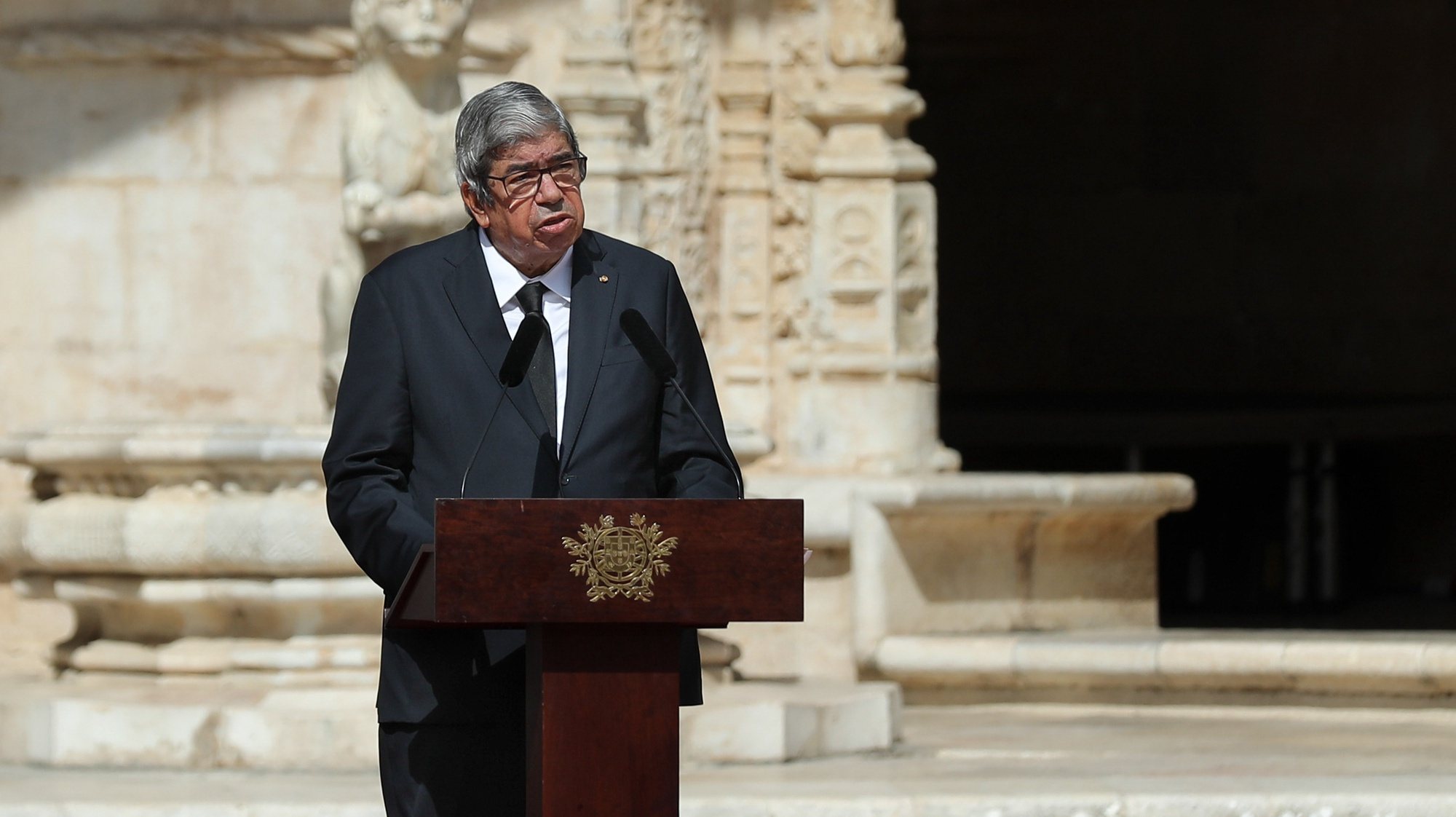 President of the Assembly of the Republic, Ferro Rodrigues during the funeral service for the late Portuguese President Jorge Sampaio at Jeronimos Monastery, Portugal, 12 september 2021. Jorge Sampaio, former secretary-general of the PS (1989/1992) and two-term President of the Republic (1996/2006), died on Friday, at the age of 81, at Santa Cruz Hospital, in Lisbon, where he had been hospitalized since August 27, following respiratory difficulties. MIGUEL A. LOPES//LUSA