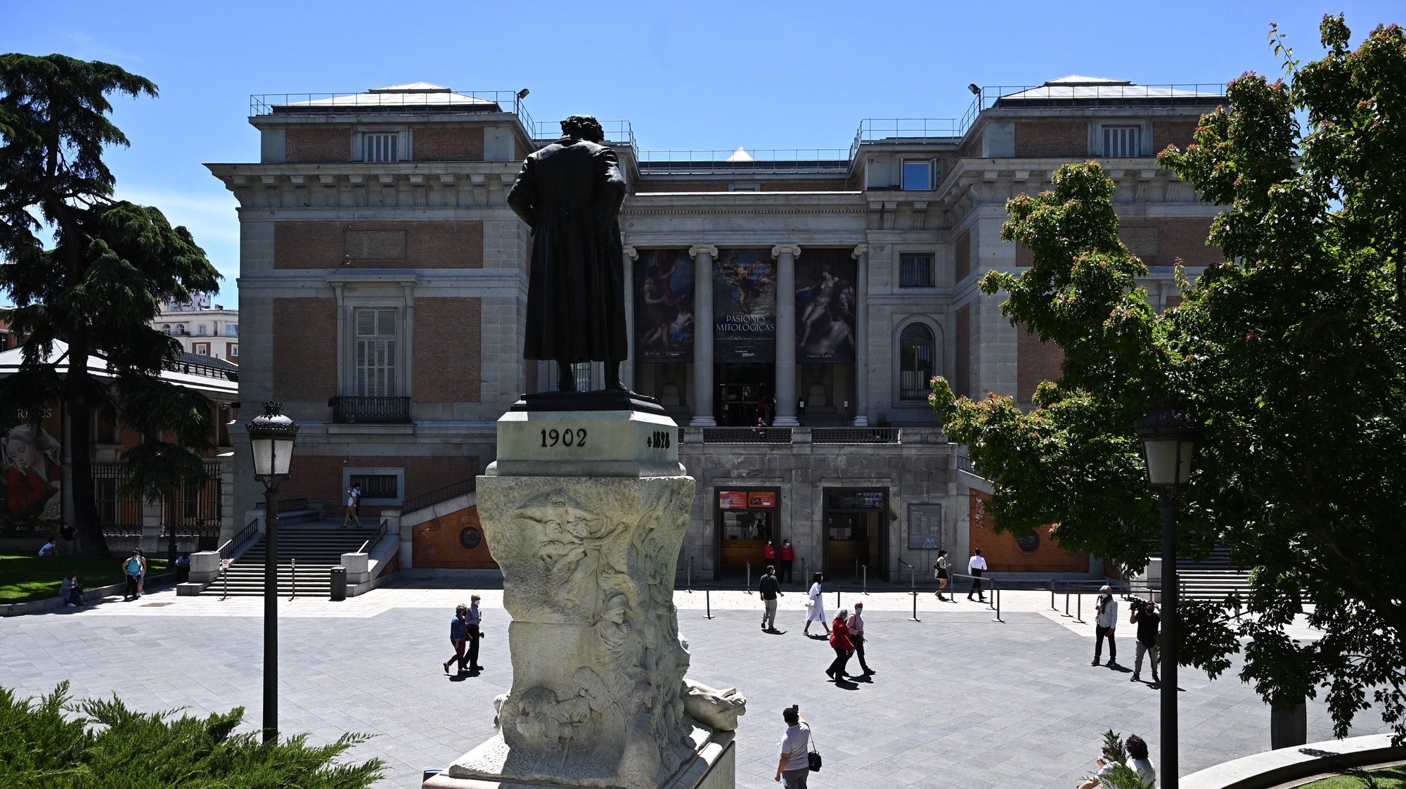 epa09365421 A view of the Prado Museum in Madrid, Spain, 25 July 2021, after the UNESCO added Madrid&#039;s historic Paseo del Prado boulevard and Retiro Park to its list of world heritage sites earlier on the day. Unesco World Heritage list committee decided the candidacy &#039;Landscape of Light&#039;, made up of the Paseo del Prado and the Buen Retiro park, would access the catalog in the category of the cultural landscape.  EPA/Fernando Villar