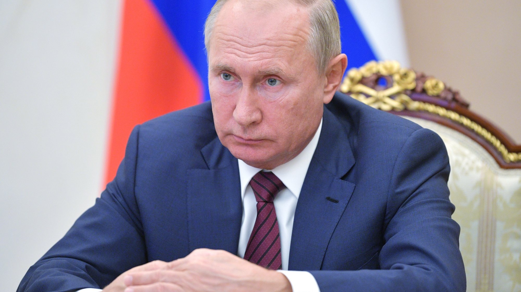 epa08800088 Russian President Vladimir Putin during a working meeting via teleconference call at the Kremlin in Moscow, Russia, 05 November 2020.  EPA/ALEXEI NIKOLSKY / SPUTNIK / KREMLIN POOL MANDATORY CREDIT