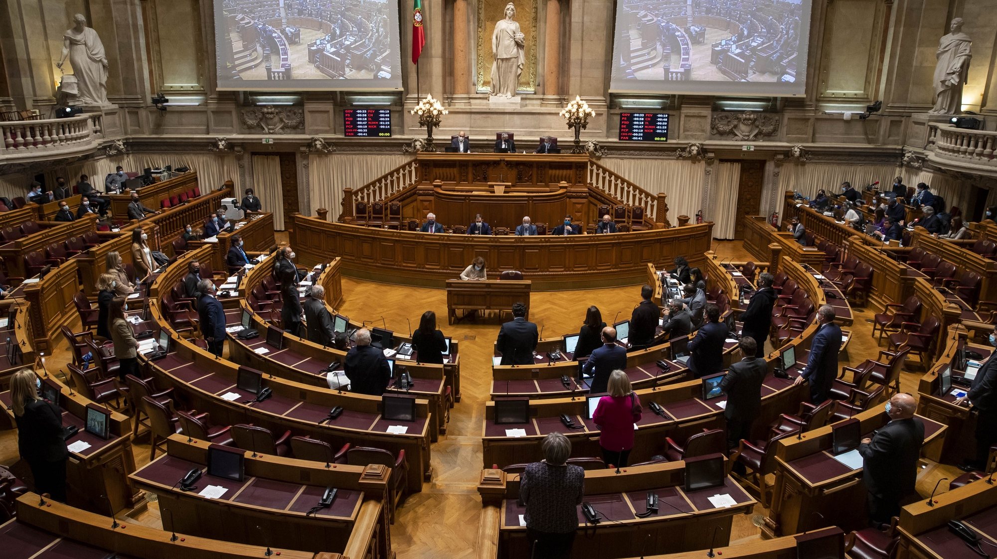 Os deputados da Assembleia da República participam na votação durante o debate sobre o pedido de renovação do estado de emergência, na Assembleia da República, em Lisboa, 04 de dezembro de 2020. JOSÉ SENA GOULÃO/LUSA