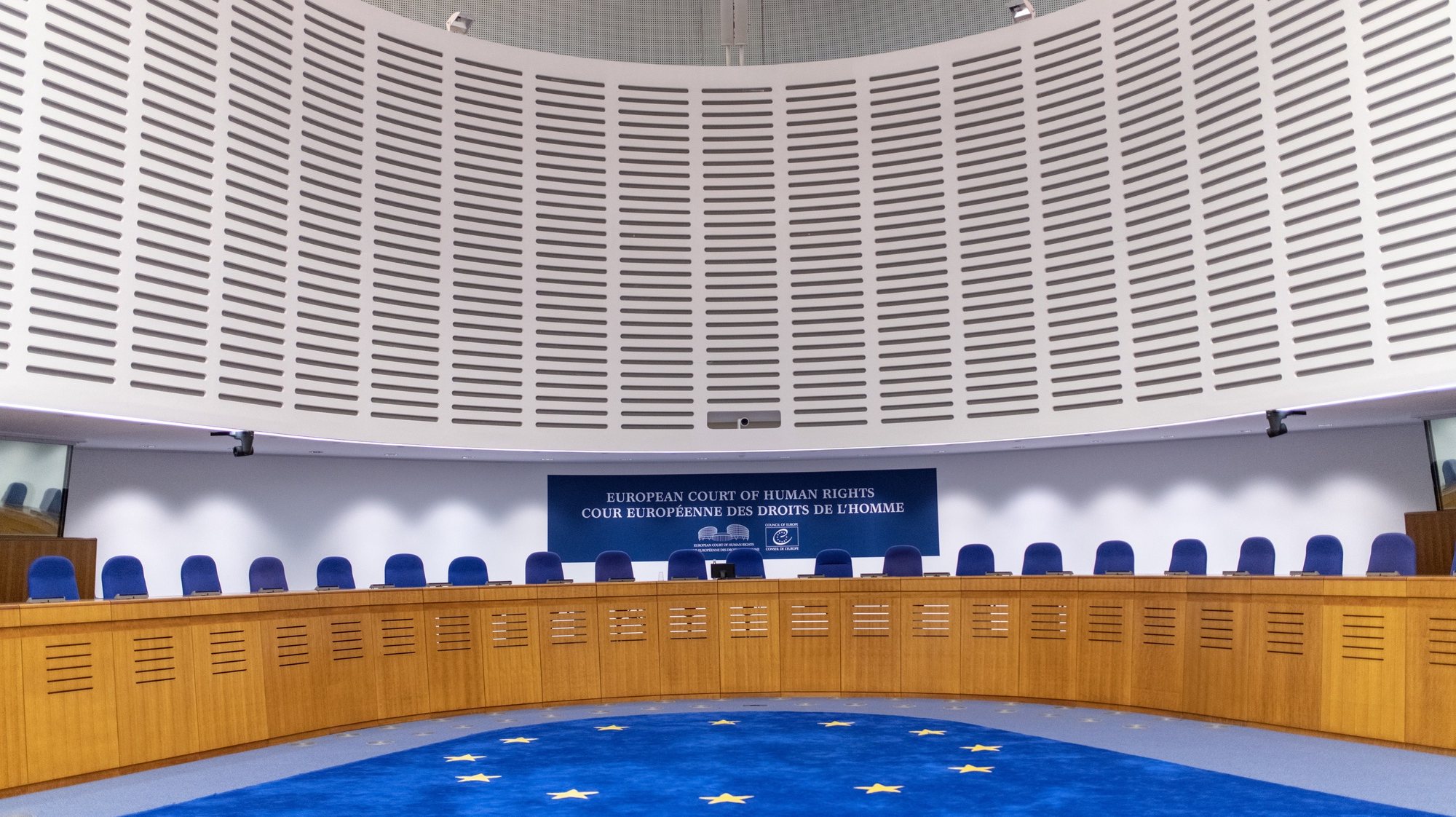 epa07166801 The courtroom in the European Court of Human Rights (ECHR) is seen ahead of the judgment regarding the case of Russian opposition leader Alexei Navalny against Russia at the court in Strasbourg, France, 15 November 2018. The case deals with the arrest of Alexei Navalny on seven occasions at different public gatherings, and his subsequent prosecution for administrative offences.  EPA/PATRICK SEEGER