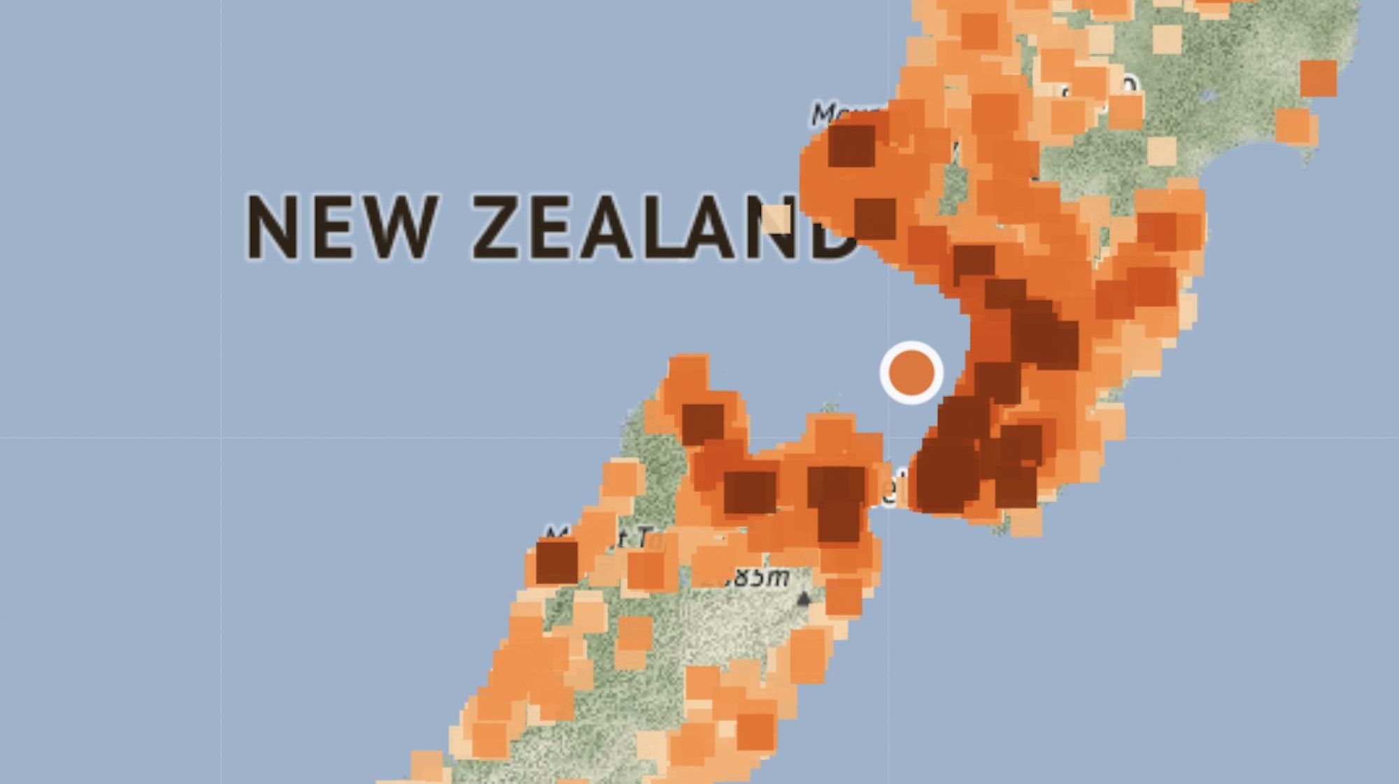 Imagem retirada do site Geonet, o monitor sísmico governamental da Nova Zelândia
