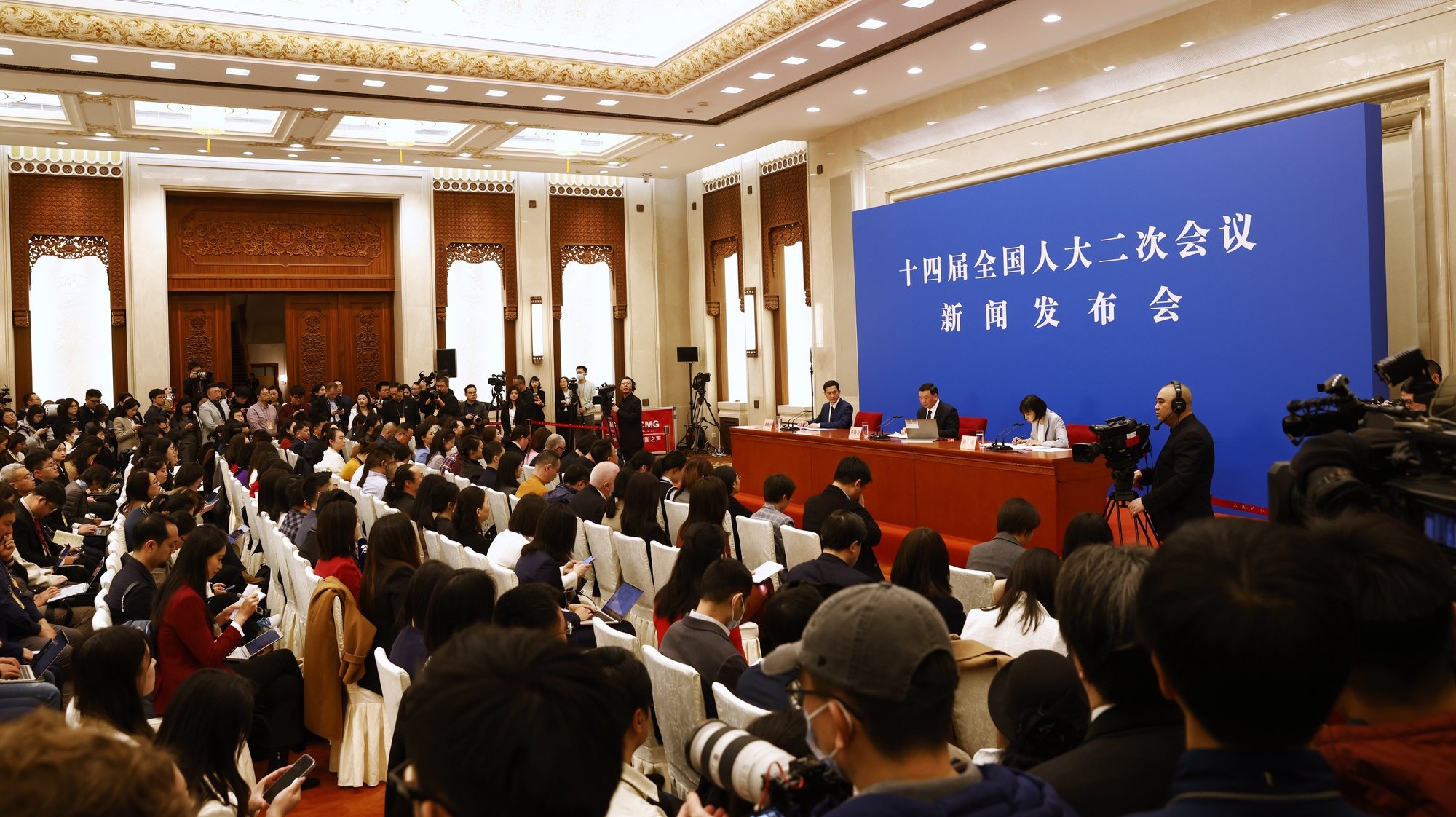 epa11197835 An overview of the second session of the 14th National People&#039;s Congress (NPC) press conference at the Great Hall of the People in Beijing, China, 04 March 2024. China&#039;s major annual political meetings, known as &#039;Lianghui&#039; or &#039;Two Sessions,&#039; will begin on 04 March with the opening of the Chinese People&#039;s Political Consultative Conference (CPPCC) while the National People&#039;s Congress (NPC) will open on 05 March.  EPA/WU HAO