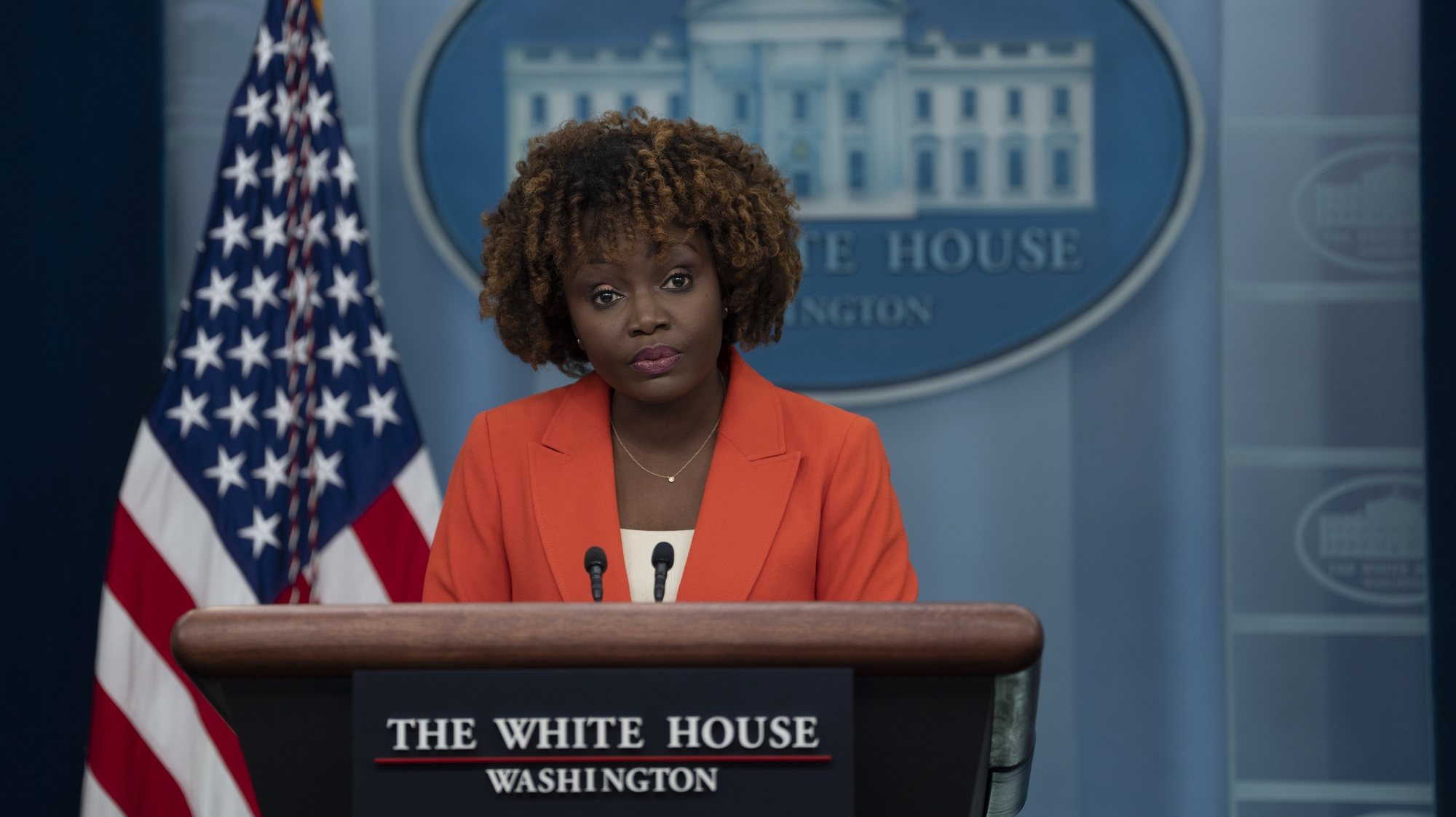 epa10486250 White House Press Secretary Karine Jean-Pierre participates in a news briefing at the White House in Washington, DC, USA, 23 February 2023.









































United States President Joe Biden and first lady Dr. Jill Biden welcome Governors and their spouses for dinner at the White House during the winter meeting of the National Governors Association in Washington, DC on February 11, 2023.  
Credit: Chris Kleponis / Pool via CNP  EPA/CHRIS KLEPONIS / POOL