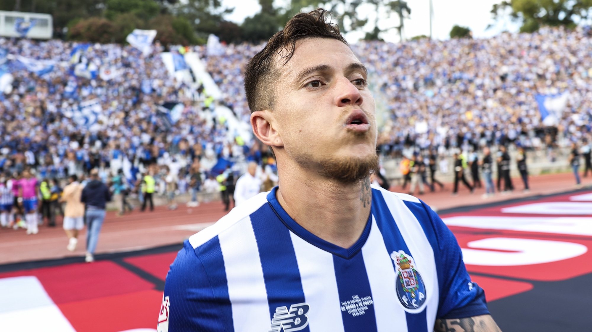FC Porto&#039;s Otavio celebrates after scoring a goal against SC Braga during the Portugal Cup final soccer match held at Jamor National stadium in Oeiras, outskirts of Lisbon, Portugal, 04 June 2023. JOSE SENA GOULAO/LUSA