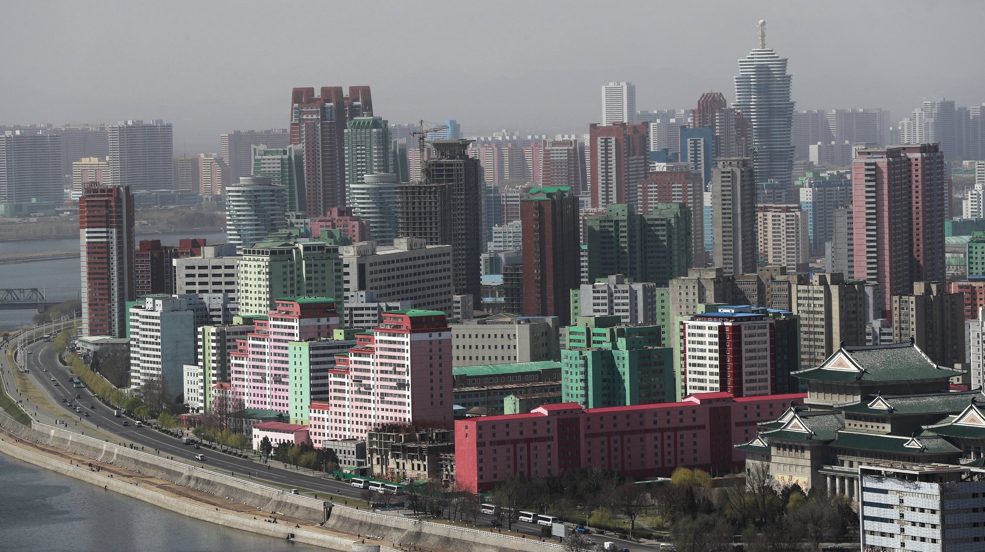 epa05903663 A general view of residential buildings built in 2013 on the west side of Pyongyang in Pyongyang, North Korea, 12 April 2017. North Koreas prepare to celebrate the &#039;Day of the Sun Festival&#039;, 105th birthday anniversary of former North Korean supreme leader Kim Il-sung in Pyongyang on 15 April.  EPA/HOW HWEE YOUNG
