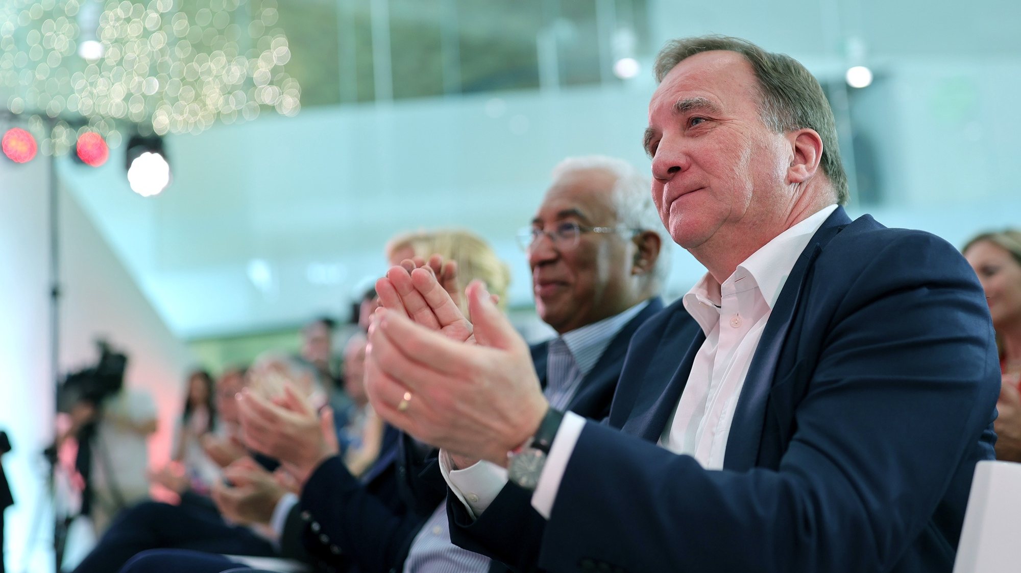 Stefan Löfven, president of the Party of European Socialists (PES), attends the PES Social Summit, at the Leixoes Cruise Terminal, in Matosinhos, Portugal, 26 May 2023. ESTELA SILVA/LUSA