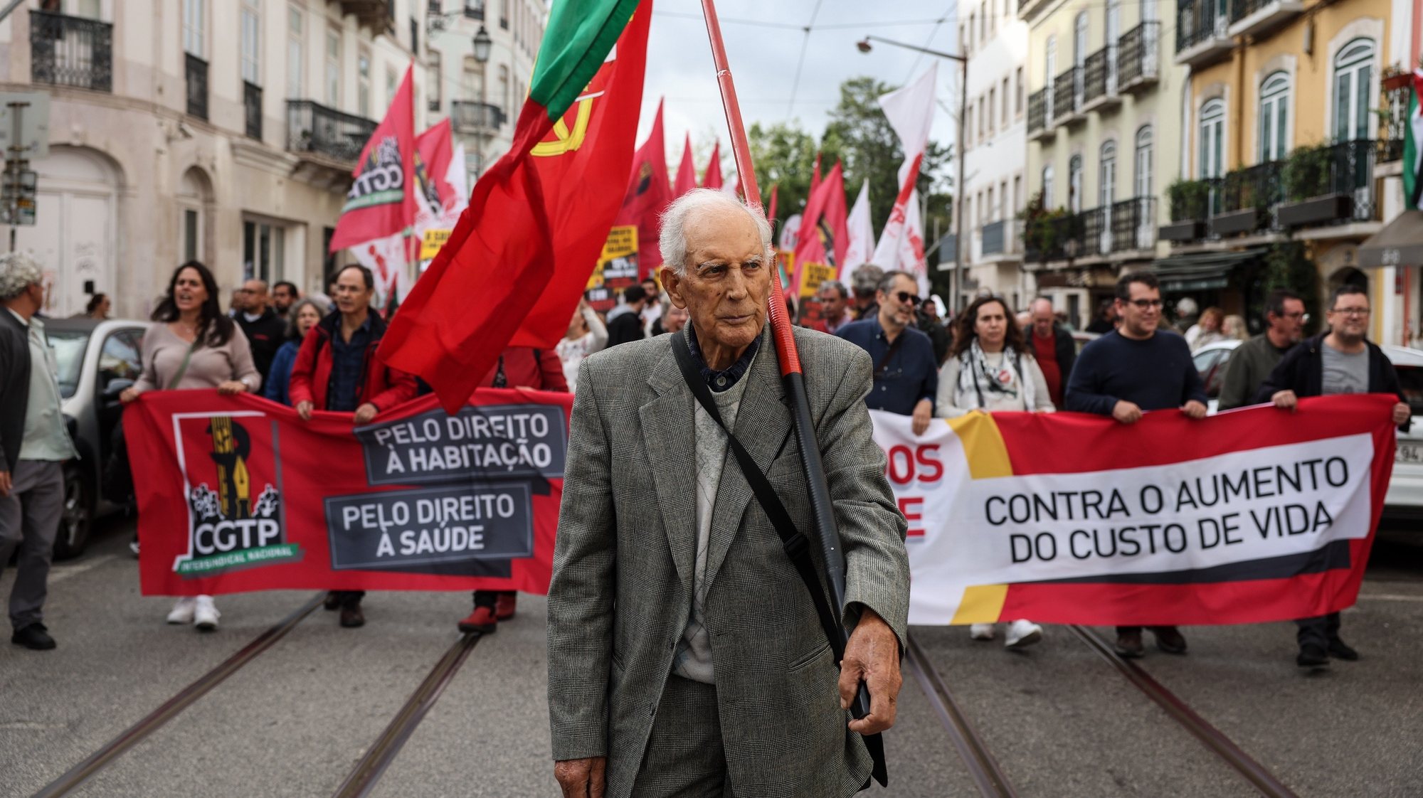 Manifestação da CGTP-IN em Lisboa, pelo aumento dos salários e pensões, contra o aumento do custo de vida, pelo direito à habitação e à saúde, 11 de Novembro 2023. TIAGO PETINGA/LUSA
