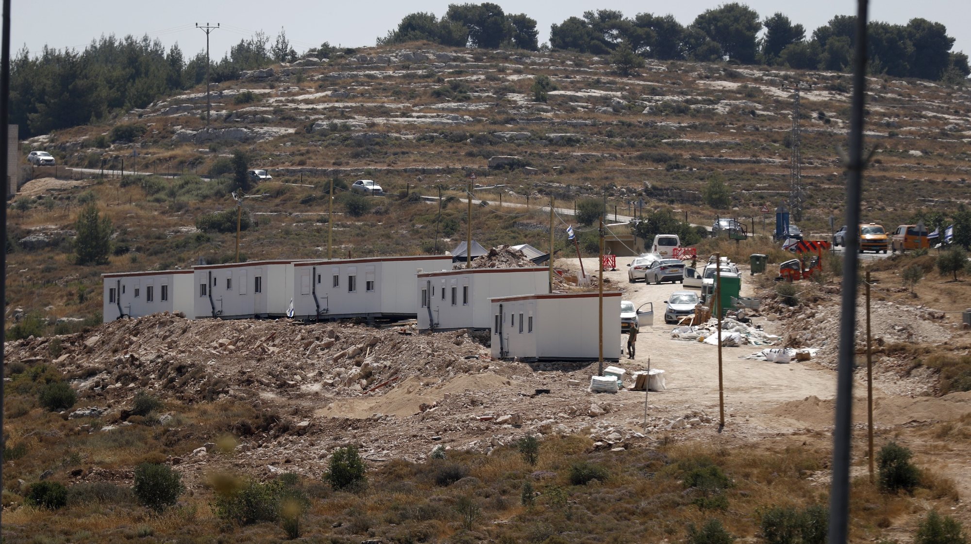 epa10713385 A structure for a new outpost near the Israeli settlement of Ma&#039;ale Levona, in the West Bank, 27 June 2023. Israel&#039;s Civil Administration Higher Planning Committee (HPC) approved on 26 June the promotion of 5,623 new housing units in the Israeli settlements in the occupied West Bank, including 1,428 in the Eli settlement.  EPA/ATEF SAFADI