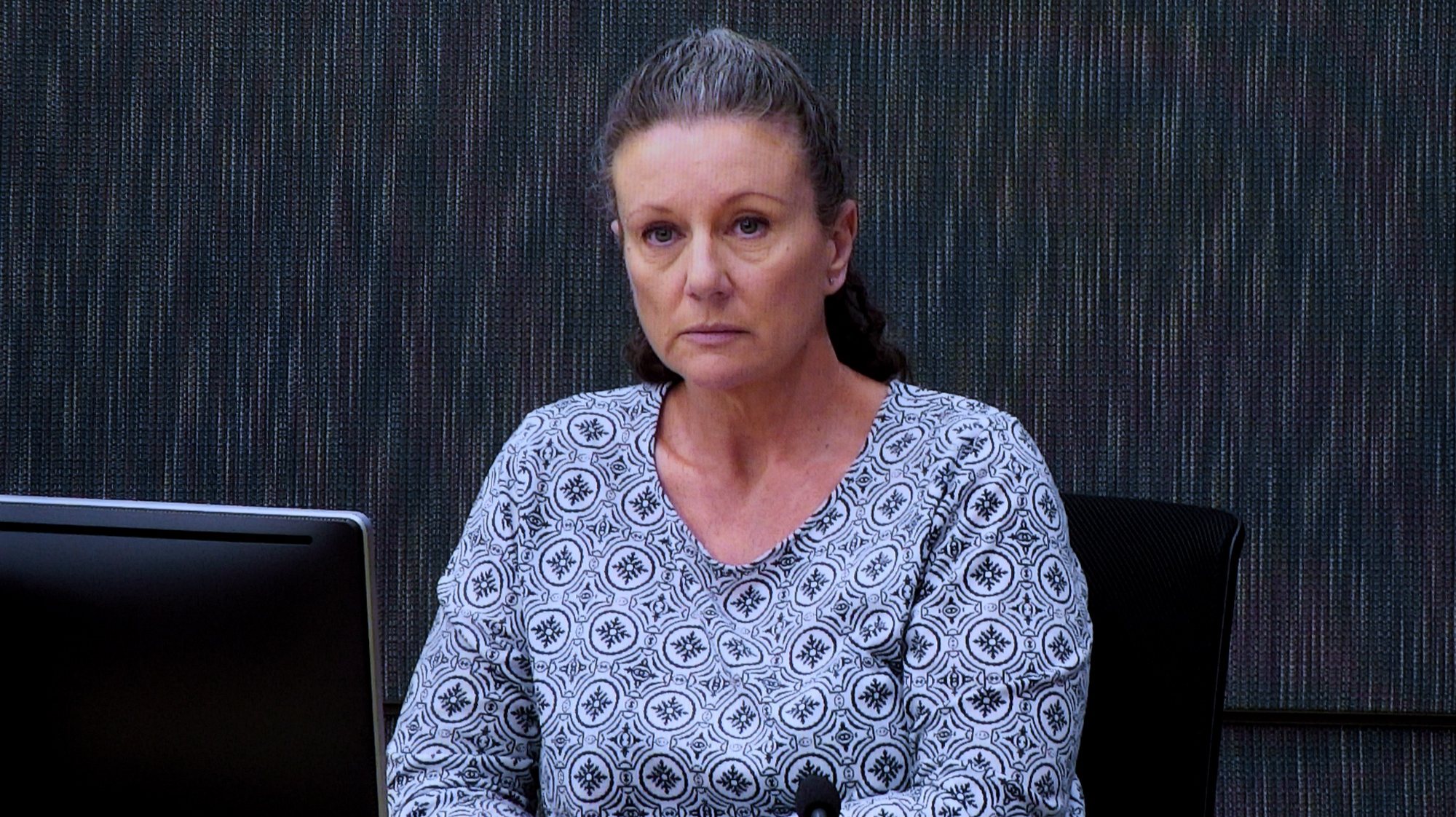 epa07539288 Kathleen Folbigg appears via video link during a convictions inquiry at the NSW Coroners Court, in Sydney, New South Wales, Australia, 01 May 2019. An Inquiry continues into convictions of &#039;baby killer&#039; Kathleen Megan Folbigg, who was imprisoned for at least 25 years in October 2003 after being found guilty of killing her four infant children.  EPA/JOEL CARRETT  AUSTRALIA AND NEW ZEALAND OUT