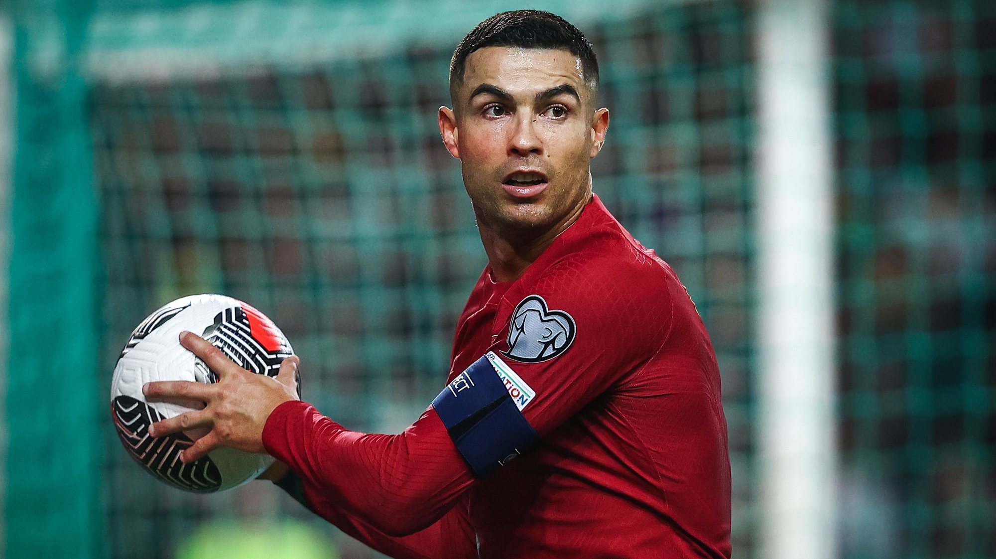 epa10985401 Portugal&#039;s Cristiano Ronaldo reacts during the UEFA EURO 2024 Group J qualifying soccer match between Portugal and Iceland in Lisbon, Portugal, 19 November 2023.  EPA/RODRIGO ANTUNES
