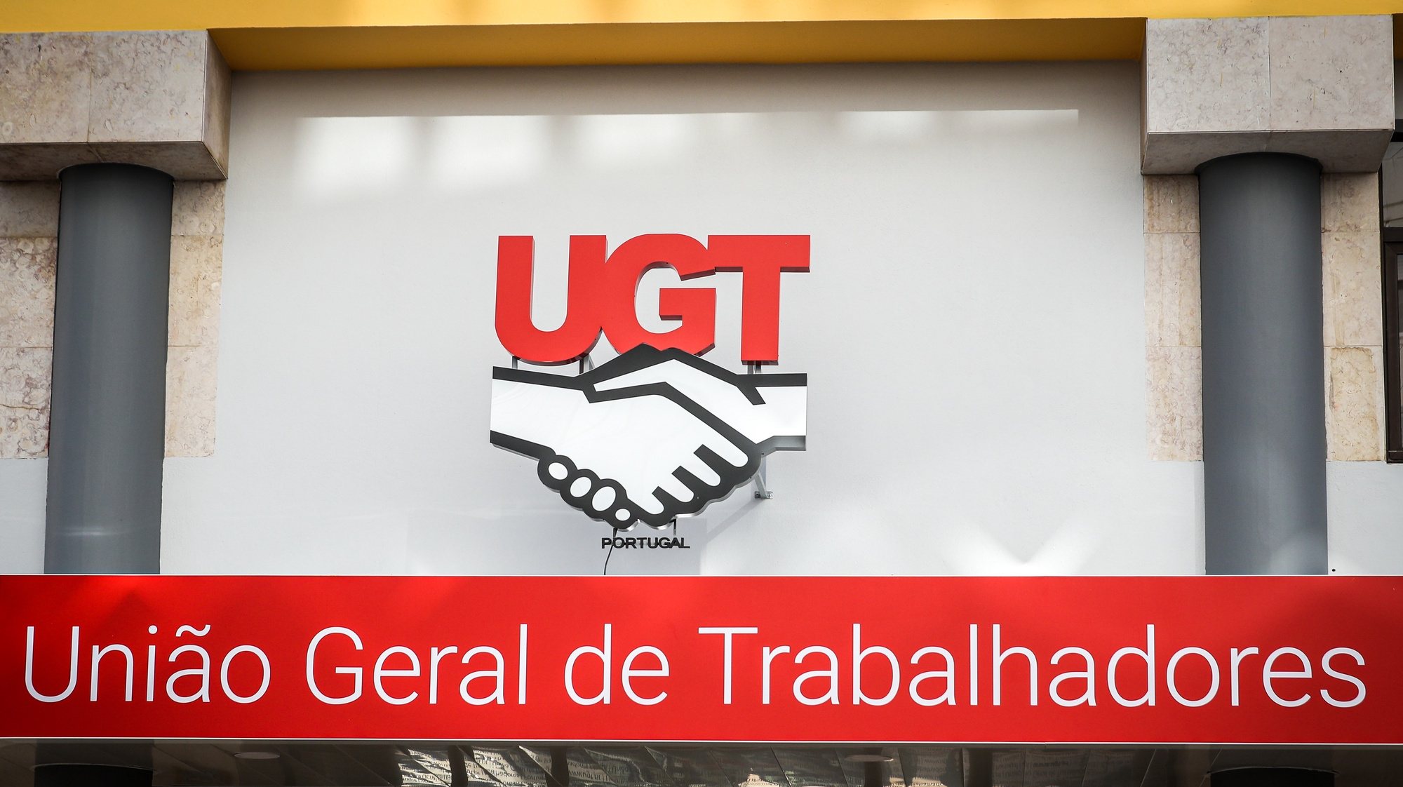 Logótipo da União Geral de Trabalhadores (UGT), Lisboa, 05 de novembro de 2021. ANTÓNIO COTRIM/LUSA