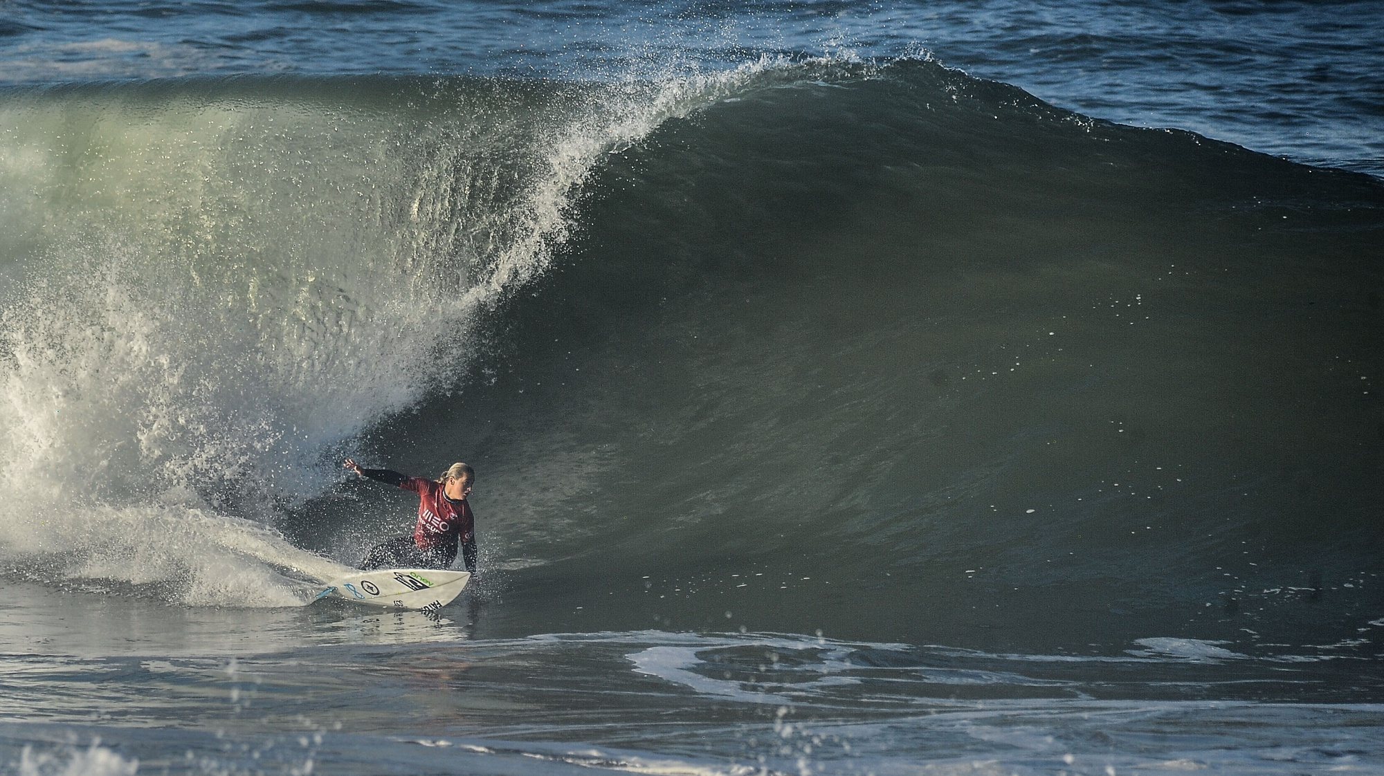 Portuguese surfer Yolanda Hopkins during the Meo Rip Curl Pro Portugal, the third stage of the world surfing circuit which takes place in Peniche until the 16th of March at the Super Tubos Beach, Peniche, 14 de march de 2023. CARLOS BARROSO/LUSA