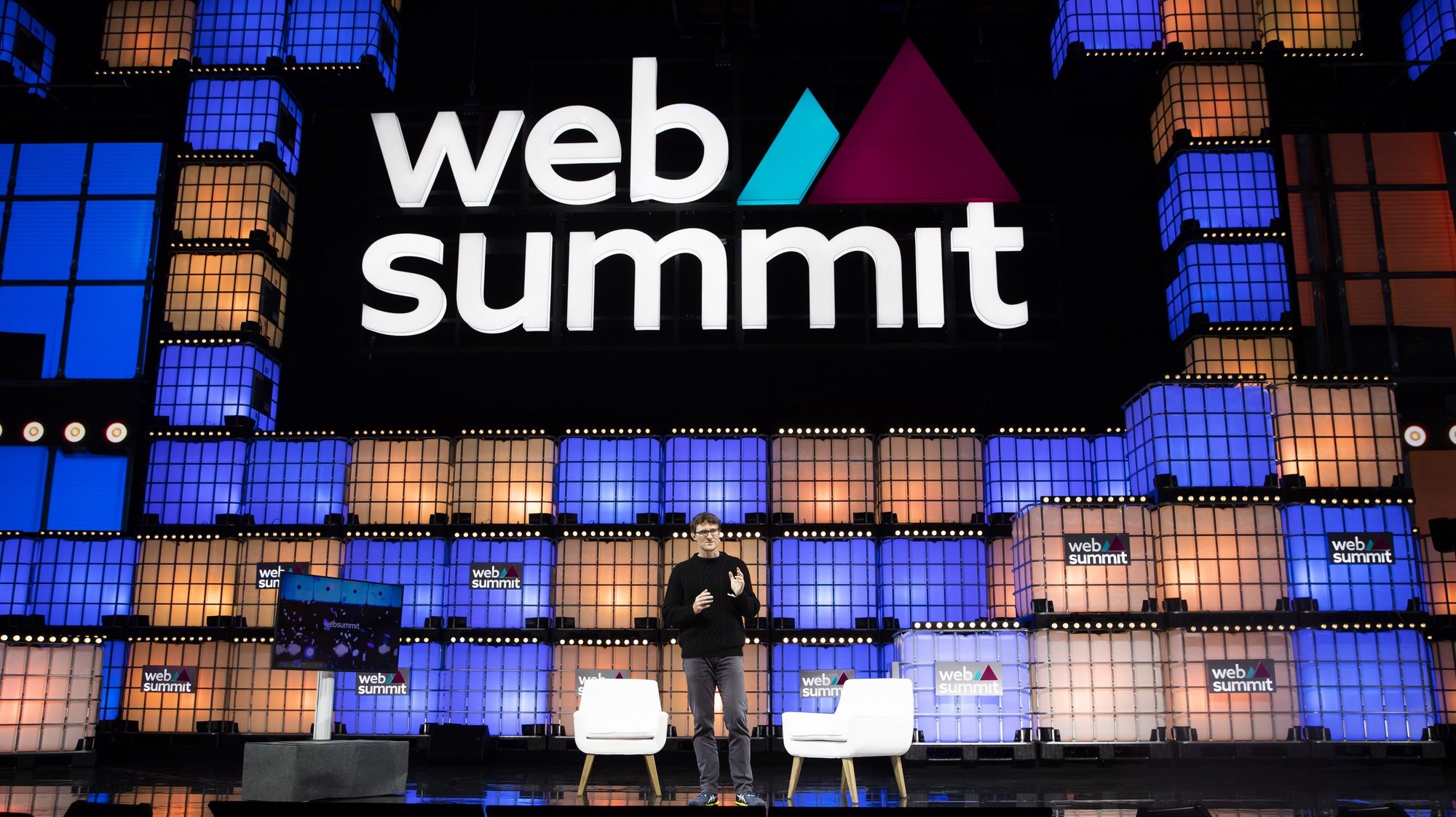 The founder and president of Web Summit, Paddy Cosgrave, delivers the closing remarks of the 2022 Web Summit, Parque das Nacoes, Lisbon, Portugal, 04 November 2022. The Web Summit is considered the largest event of startups and technological entrepreneurship in the world, takes place from 1 to 4 of November in Lisbon. JOSÉ SENA GOULAO/LUSA