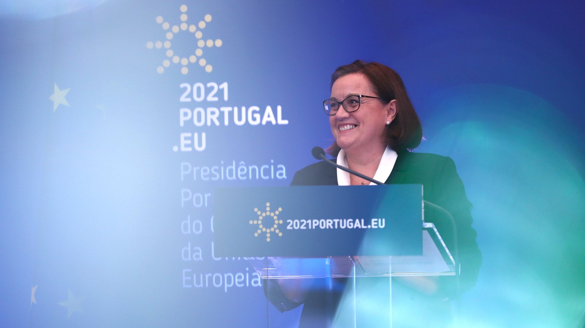 epa09031980 Portuguese Secretary of State for European Affairs, Ana Paula Zacarias, attends a press conference after an Informal video conference of the Ministers of European Affairs, in Lisbon, Portugal, 23 February 2021. Ministers were to exchange views on the European Democracy Action Plan and they will also assess the state of play in EU-UK relations.  EPA/ANTONIO PEDRO SANTOS
