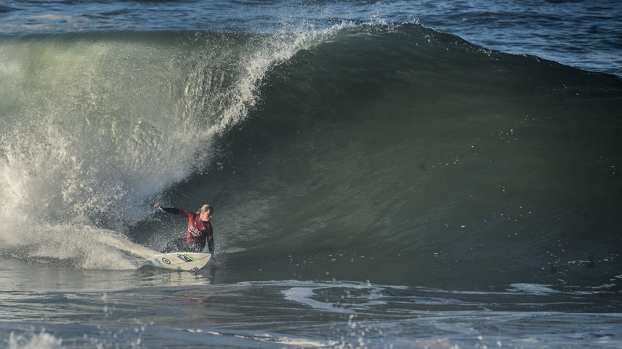 Portuguese surfer Yolanda Hopkins during the Meo Rip Curl Pro Portugal, the third stage of the world surfing circuit which takes place in Peniche until the 16th of March at the Super Tubos Beach, Peniche, 14 de march de 2023. CARLOS BARROSO/LUSA