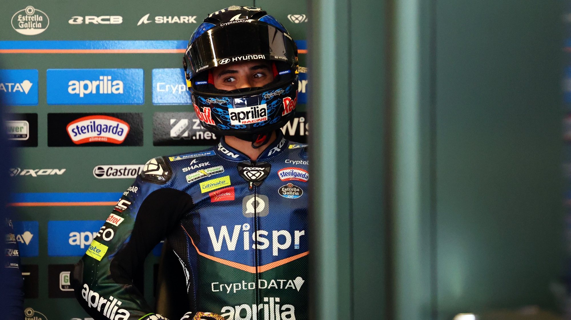 Portuguese MotoGP rider Miguel Oliveira, of CryptoDATA RNF MotoGP Team, at the paddock moments before the first practice session for the Motorcycling Grand Prix of Portugal at Algarve International race track, south of Portugal, 24 March 2023. The Motorcycling Grand Prix of Portugal will take place on 26 March 2023. NUNO VEIGA/LUSA