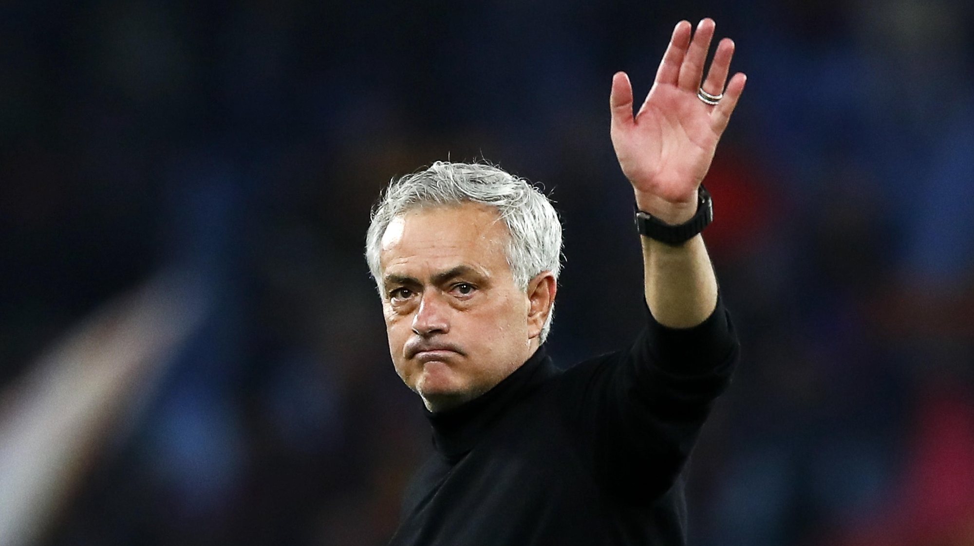 epa11055974 Roma&#039;s coach Jose Mourinho gestures after winning the Coppa Italia round of 16 soccer match between AS Roma and US Cremonese, in Rome, Italy, 03 January 2024.  EPA/ANGELO CARCONI