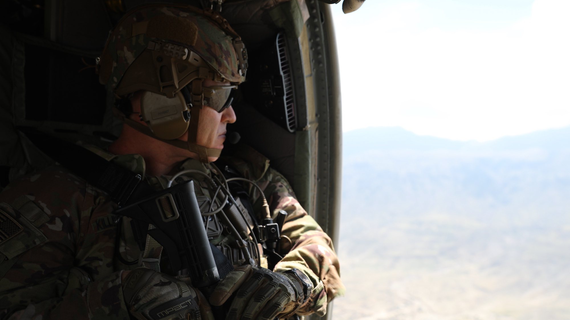 epa07832233 A handout photo made available by the US Army shows an advisor from the 2nd Security Force Assistance Brigade flying during their deployment to Afghanistan, 12 April 2019 (issued 10 September 2019). Media reports quoting US officials state that the US military is likely to ramp up its operations in Afghanistan following Washington&#039;s suspension of peace talks with the Taliban on 09 September 2019, after the insurgent group kept carrying out high profile attacks in the country, including one that recently killed a US soldier. The Taliban on 10 September 2019, pledged to continue fighting against US forces in Afghanistan after President Trump declared peace talks with the group as &#039;dead&#039;, media added.  EPA/SGT. JORDAN TRENT/US ARMY HANDOUT  HANDOUT EDITORIAL USE ONLY/NO SALES