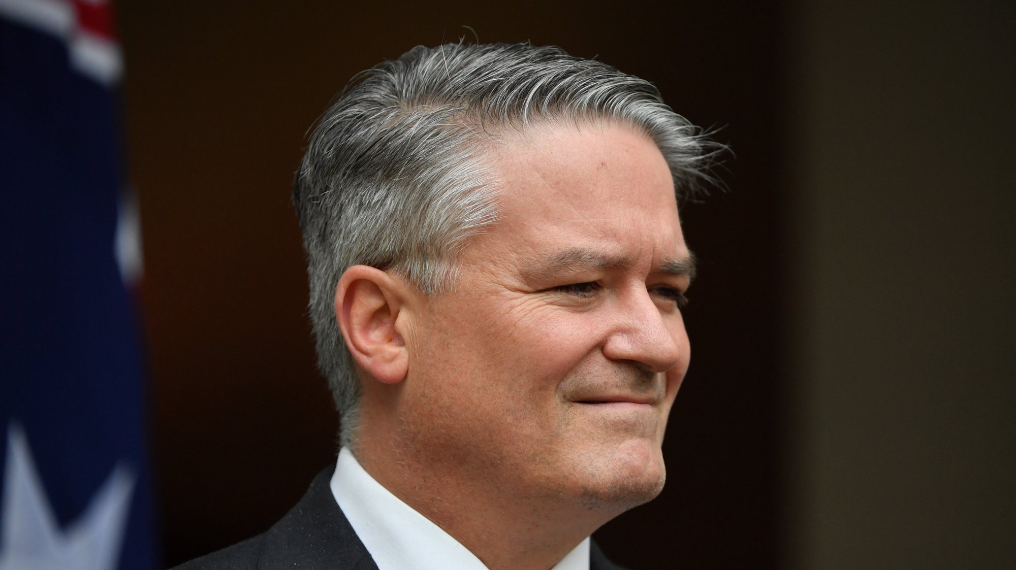 epa08730873 Minister for Finance Mathias Cormann looks on during a press conference at Parliament House in Canberra, Australia, 09 October 2020. During the press conference, Australian Prime Minister Scott Morrison discussed the passage of tax relief and general changes to the tax code in the Senate. The measures are designed to aleviate economic disruptions incured to individuals and business during the COVID-19 disease pandemic.  EPA/MICK TSIKAS AUSTRALIA AND NEW ZEALAND OUT