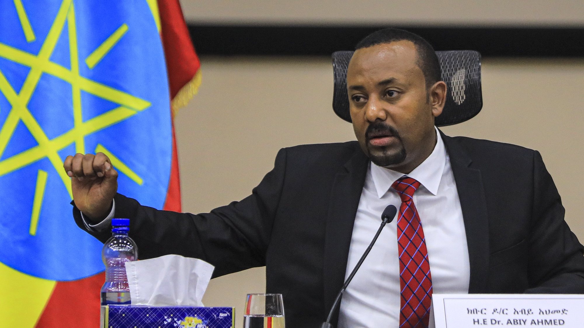 epa08852855 Ethiopian Prime Minister Abiy Ahmed speaks during a question and answer session in parliament, Addis Ababa, Ethiopia 30 November 2020. Ethiopiaâ€™s military intervention in the northern Tigray region comes after Tigray People&#039;s Liberation Front (TPLF) forces allegedly attacked an army base on 03 November 2020 sparking weeks of unrest with over 40,000 refugees fleeing to Sudan.  EPA/STR