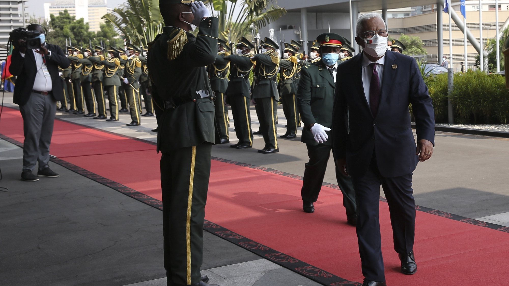 Portuguese Prime Minister Antonio Costa (R) arrive to participate in the 13th Conference of Heads of State and Government of the Community of Portuguese-speaking Countries (CPLP), in Luanda, Angola, 17 July 2021. AMPE ROGERIO/LUSA