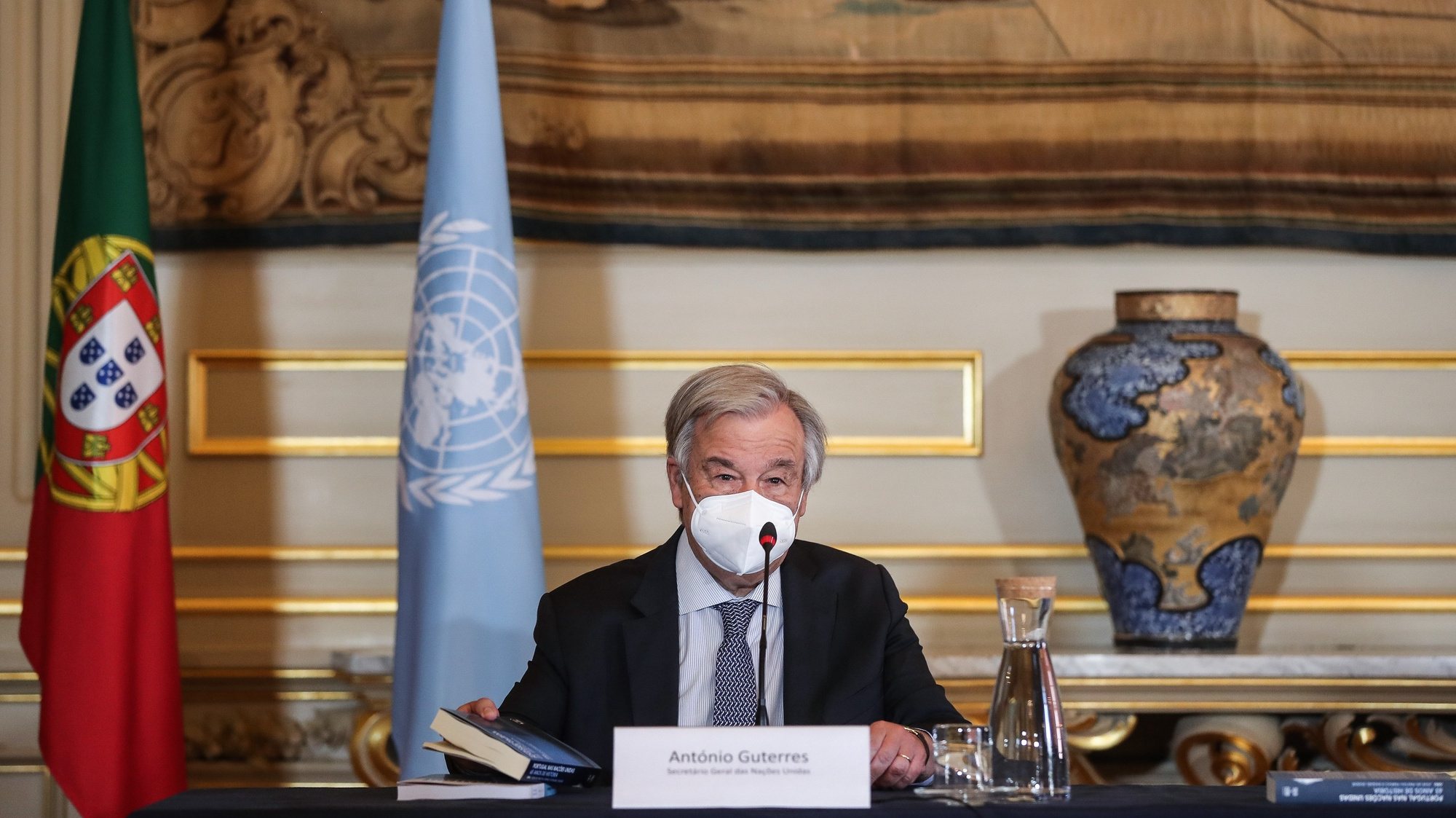 UN Secretary-General António Guterres participates in the launch of the books &quot;Portugal in the UN: 65 Years of History&quot; and &quot;Multilateral Portugal&quot;, at the Ministry of Foreign Affairs, Lisbon, Portugal, July 3, 2021. MARIO CRUZ/LUSA