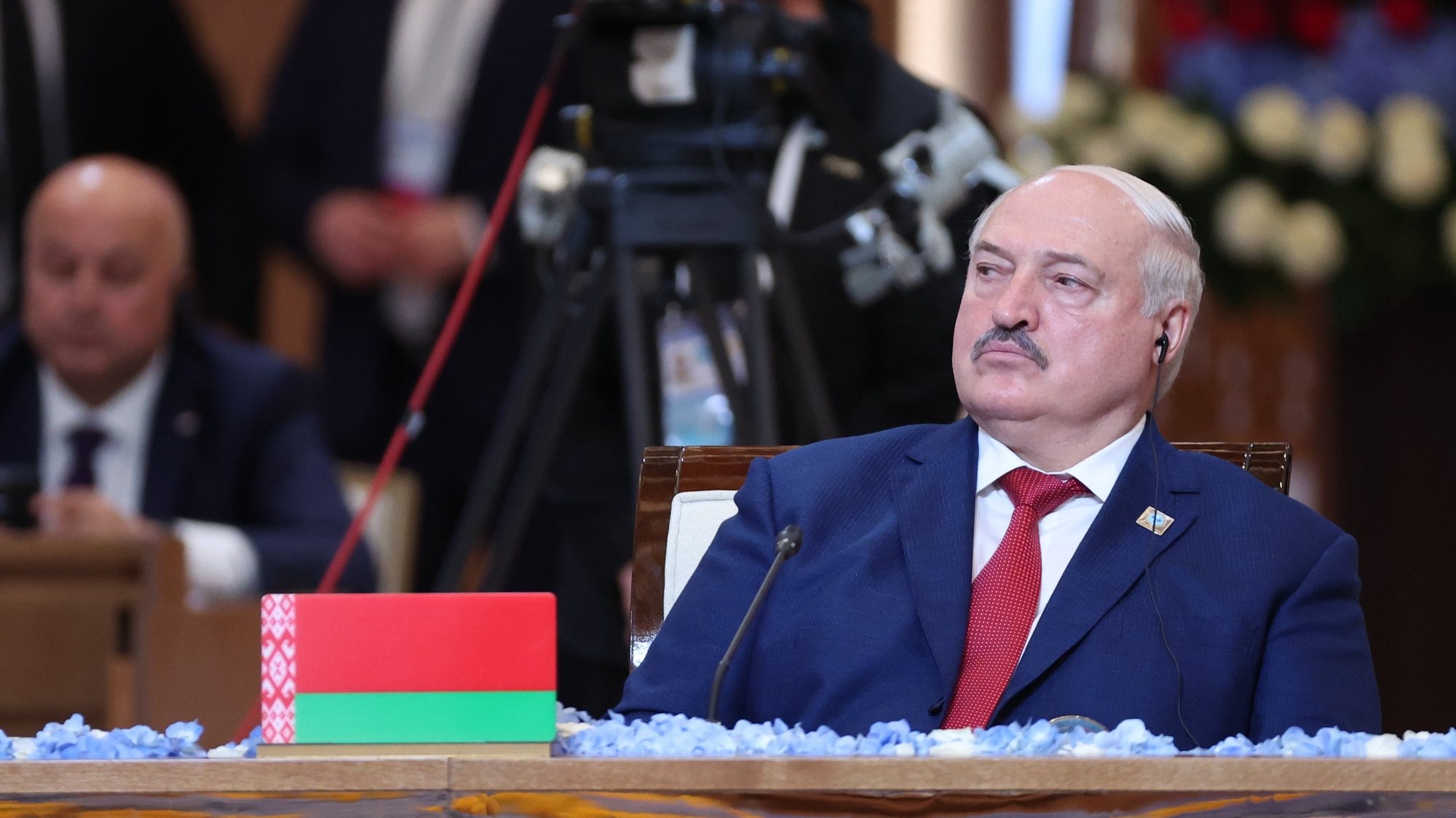 epa11457085 Belarusian President Alexander Lukashenko attends the Shanghai Cooperation Organisation (SCO) plus format meeting in Astana, Kazakhstan, 04 July 2024. The Shanghai Cooperation Organization (SCO) summit taking place in Astana from 03 to 04 July.  EPA/SERGEI SAVOSTYANOV / SPUTNIK / KREMLIN POOL MANDATORY CREDIT