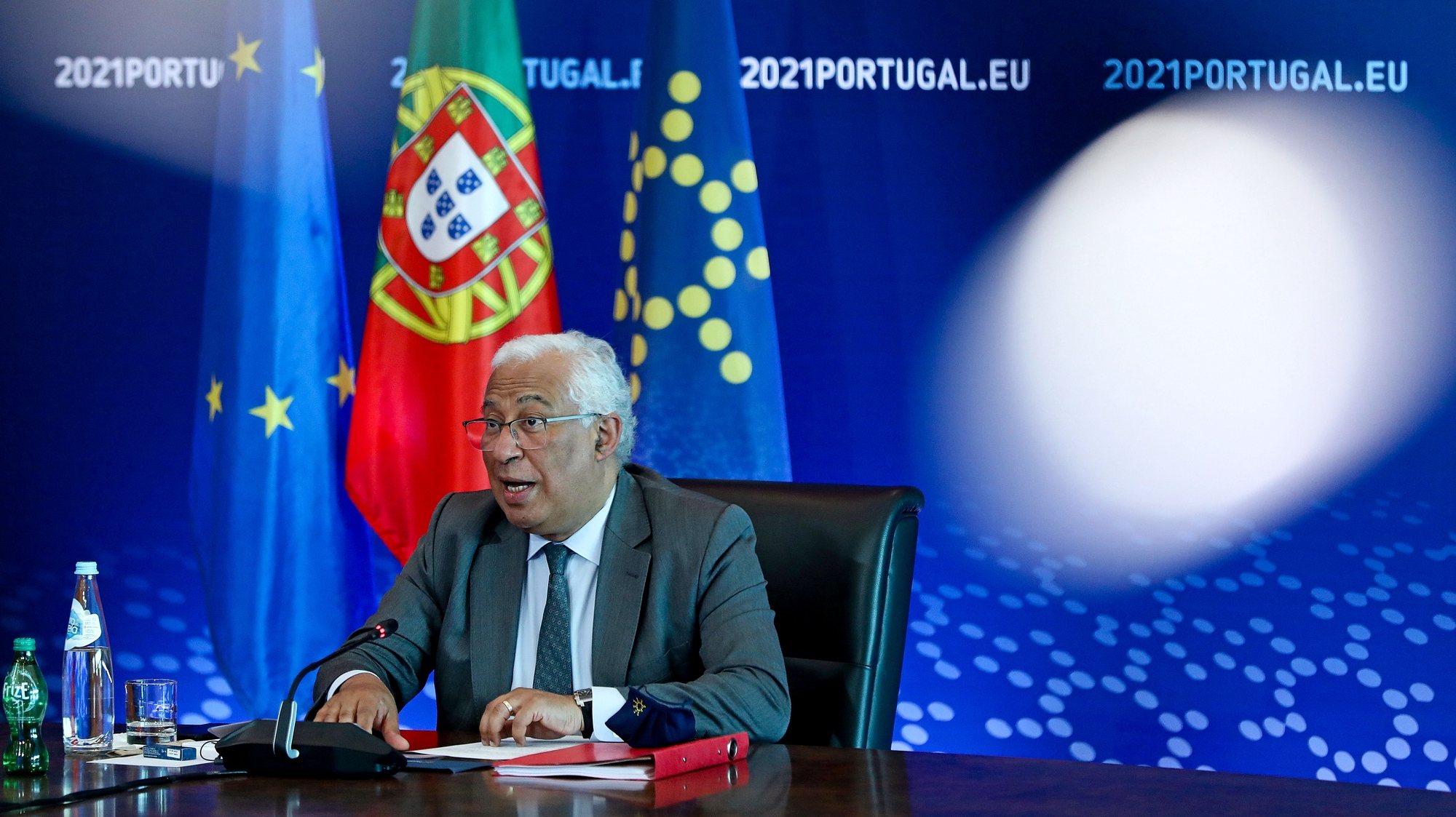Portuguese Prime Minister Antonio Costa arrives to attend a video conference of the members of the European Council to discuss the current situation of the COVID-19 pandemic, preparedness for health threats, security and defence, and relations with the Southern Neighbourhood, in Lisbon, Portugal, 25 February 2021. ANTONIO PEDRO SANTOS/LUSA