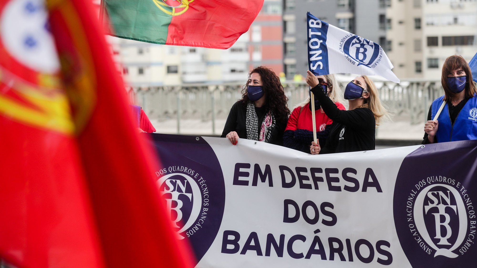 Manifestação de trabalhadores do Santander