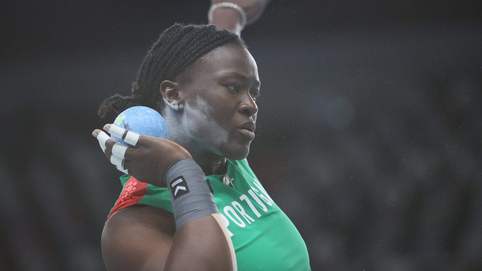 epa09054960 Auriol Dongmo of Portugal competes in the women&#039;s Shot Put final at the 36th European Athletics Indoor Championships at the Arena Torun, in Torun, north-central Poland, 05 March 2021.  EPA/Leszek Szymanski POLAND OUT