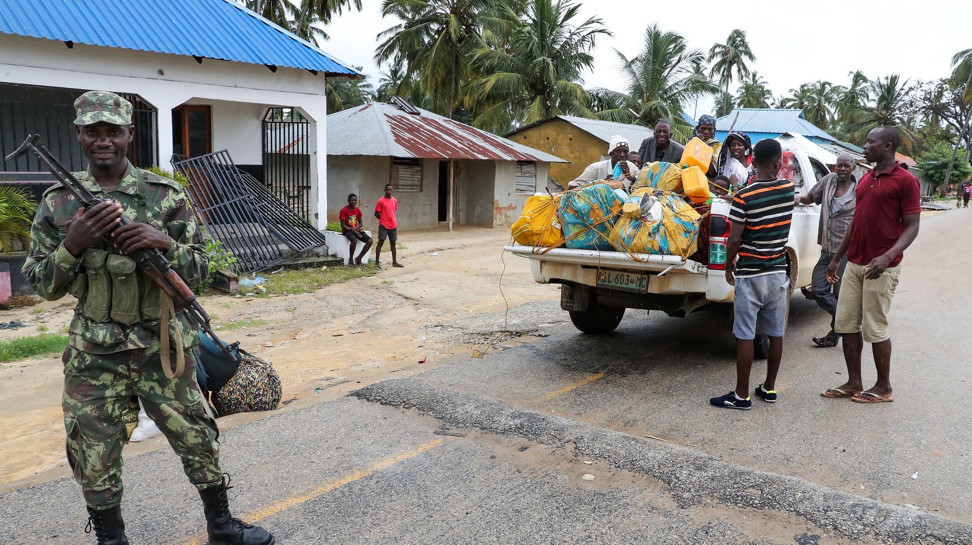 Residents try to return to normality in Palma., Cabo Delgado, Mozambique, 12 April 2021. The violence unleashed more than three years ago in Cabo Delgado province escalated again about two weeks ago, when armed groups first attacked the town of Palma. JOAO RELVAS/LUSA